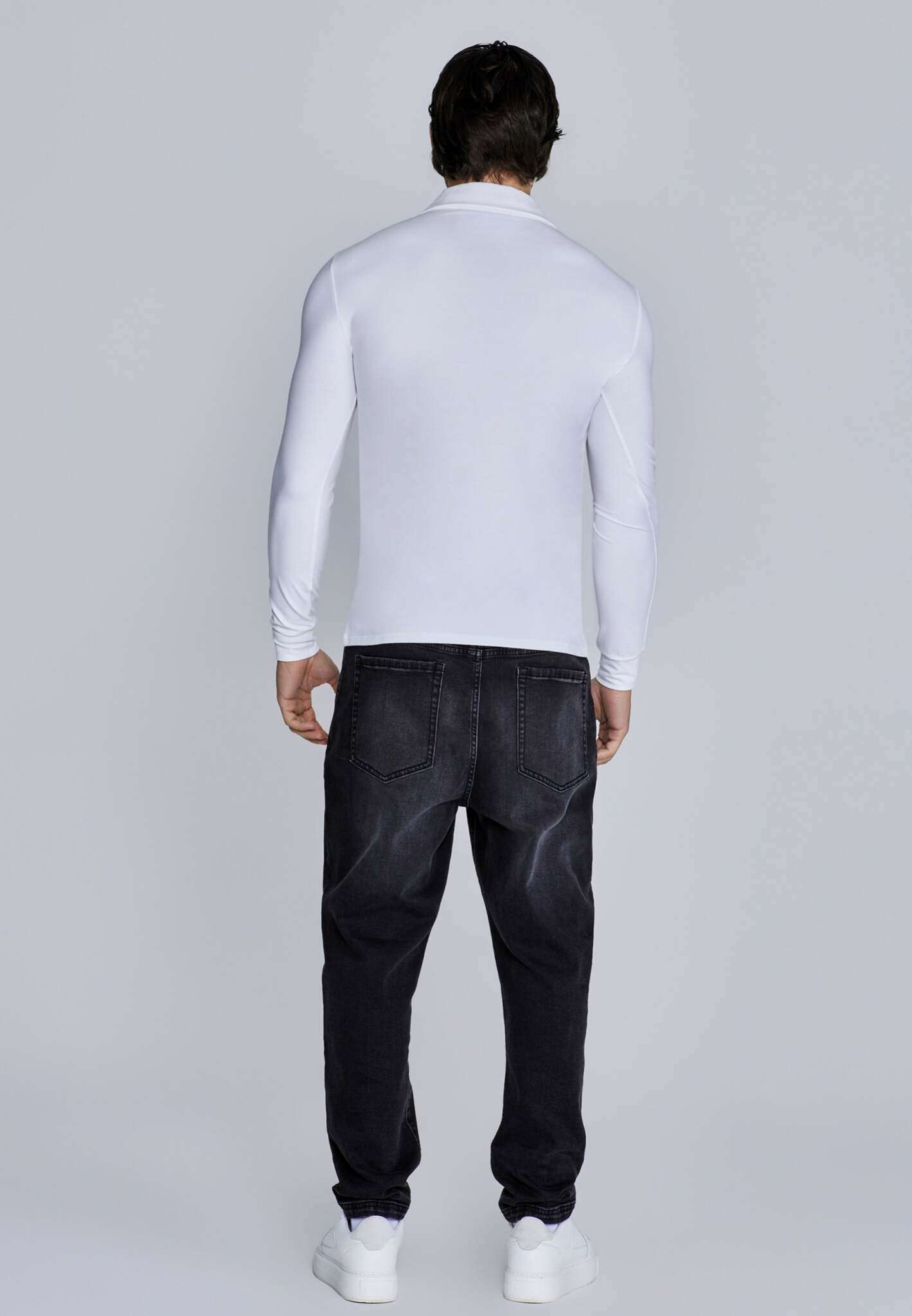 Long Sleeve Polo in White T-Shirts SikSilk