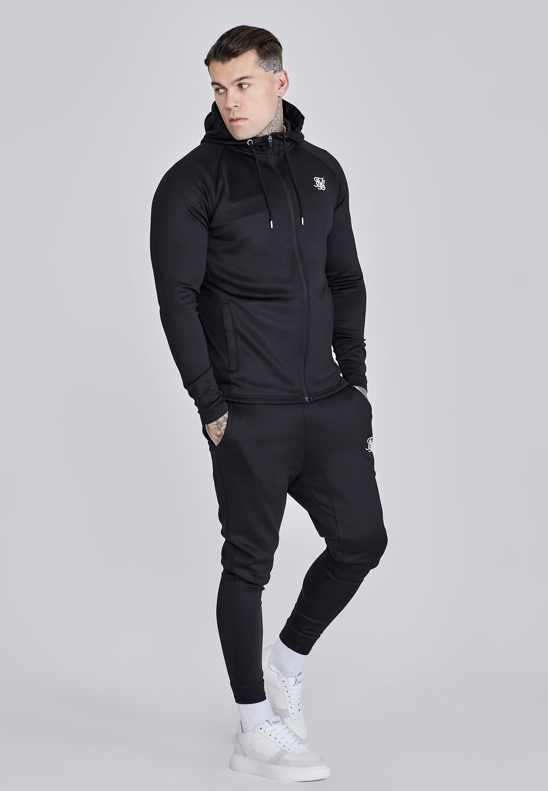 Hoodie and Joggers Set in Black Sets SikSilk