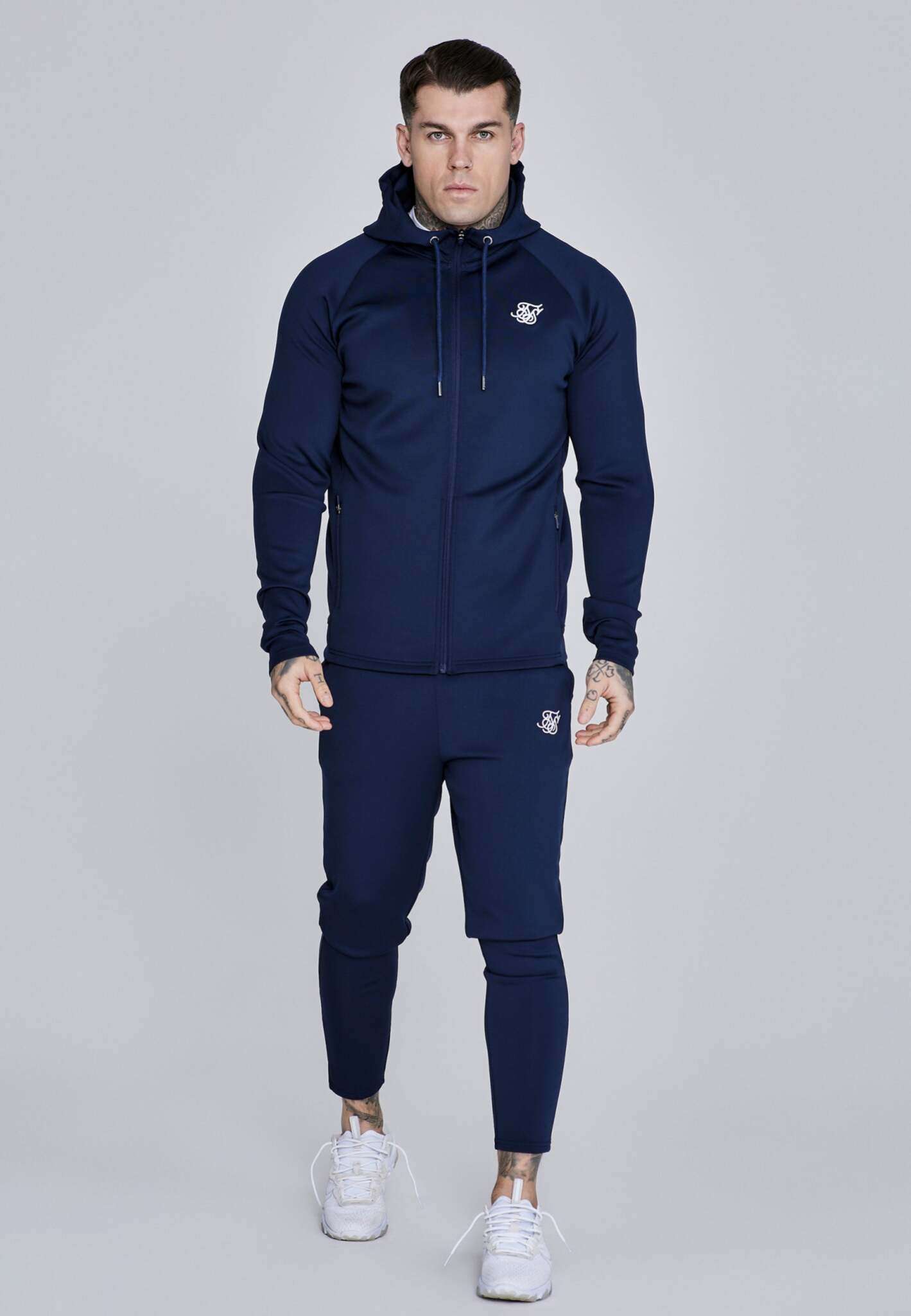 Essentials Poly FullZip Hoodie in Navy Sweatjackets SikSilk