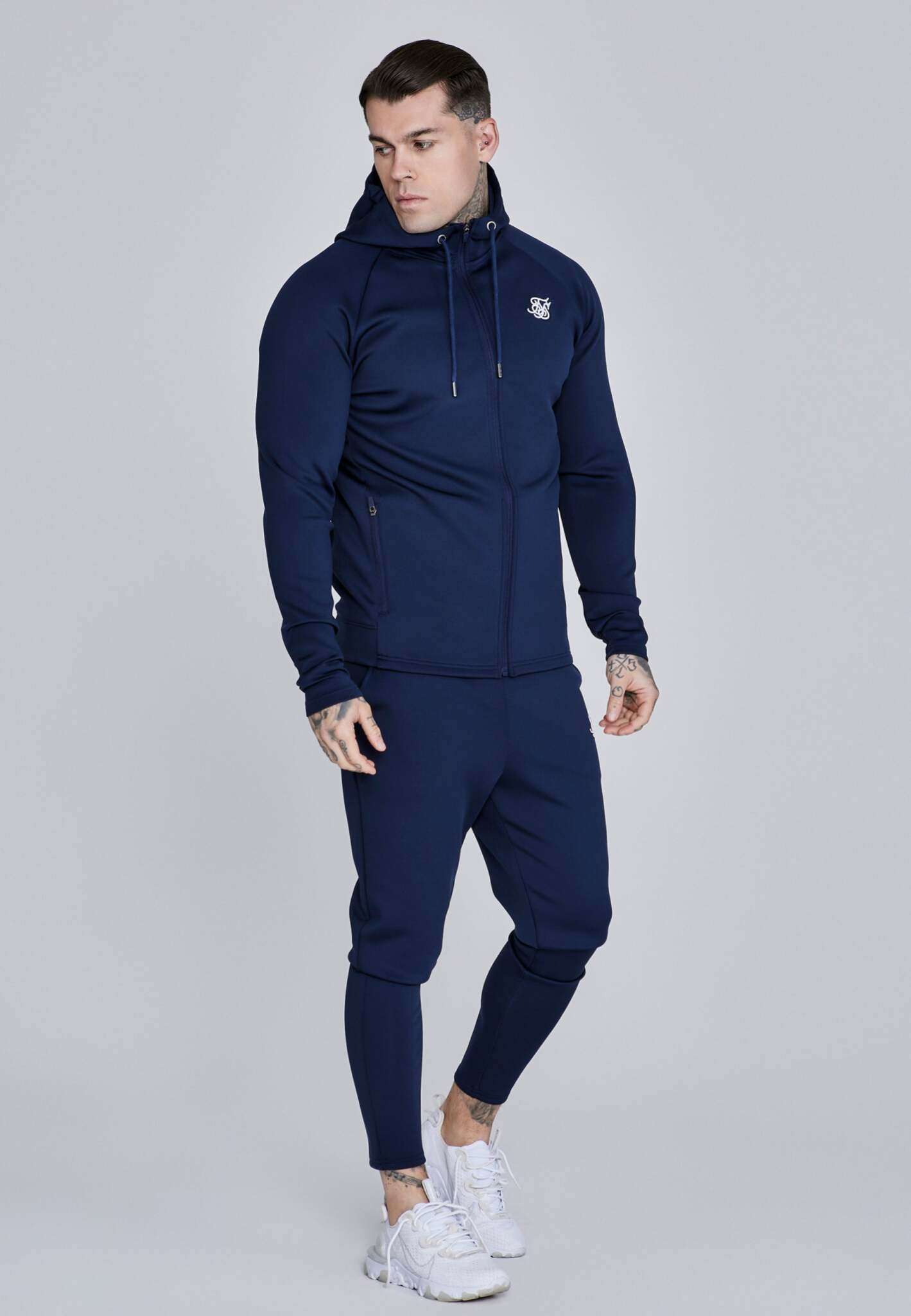 Essentials Poly FullZip Hoodie in Navy Sweatjackets SikSilk