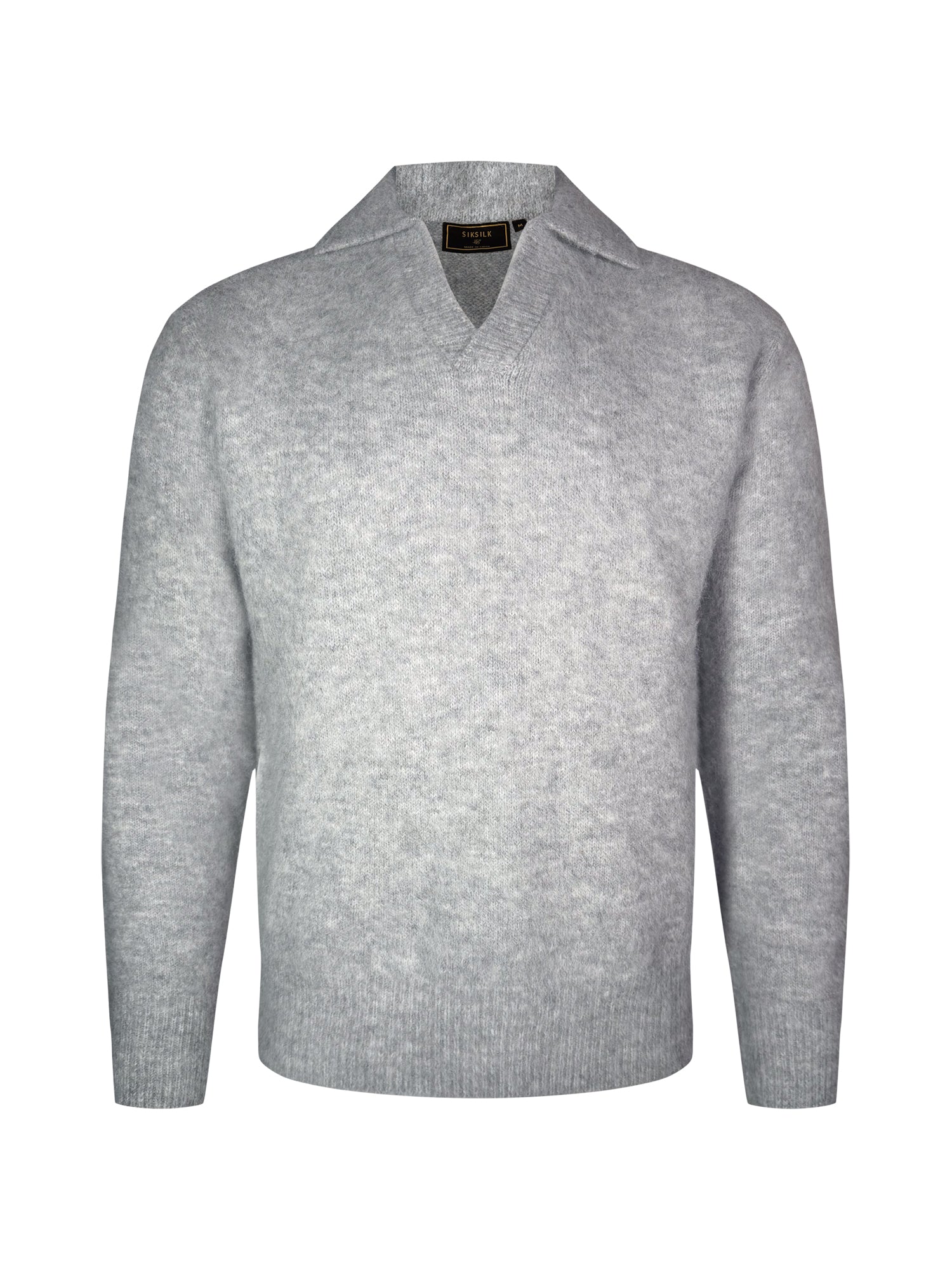 Knitted Polo Sweater in Grey