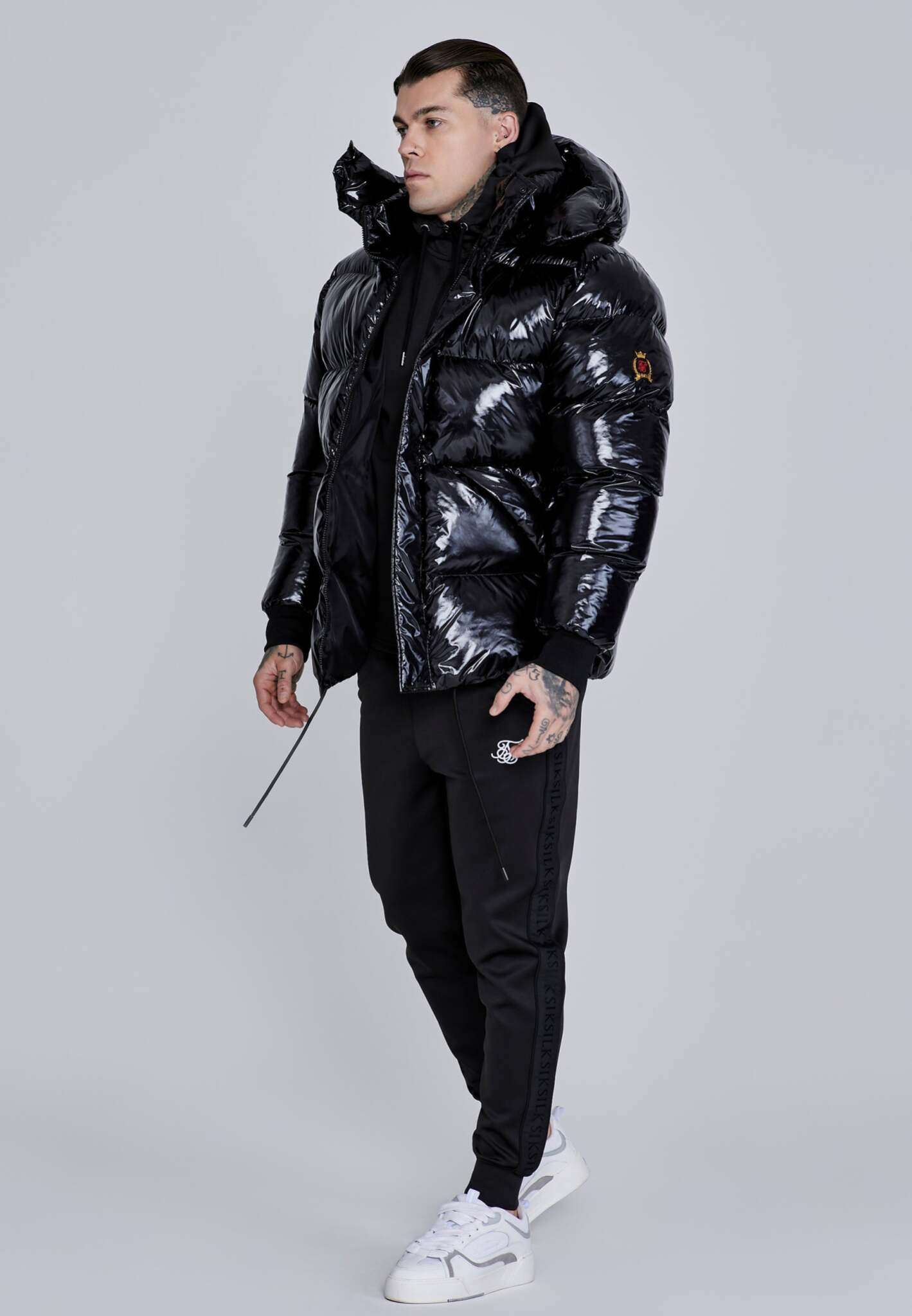 High Shine Puffer Jacket in Black Jackets SikSilk