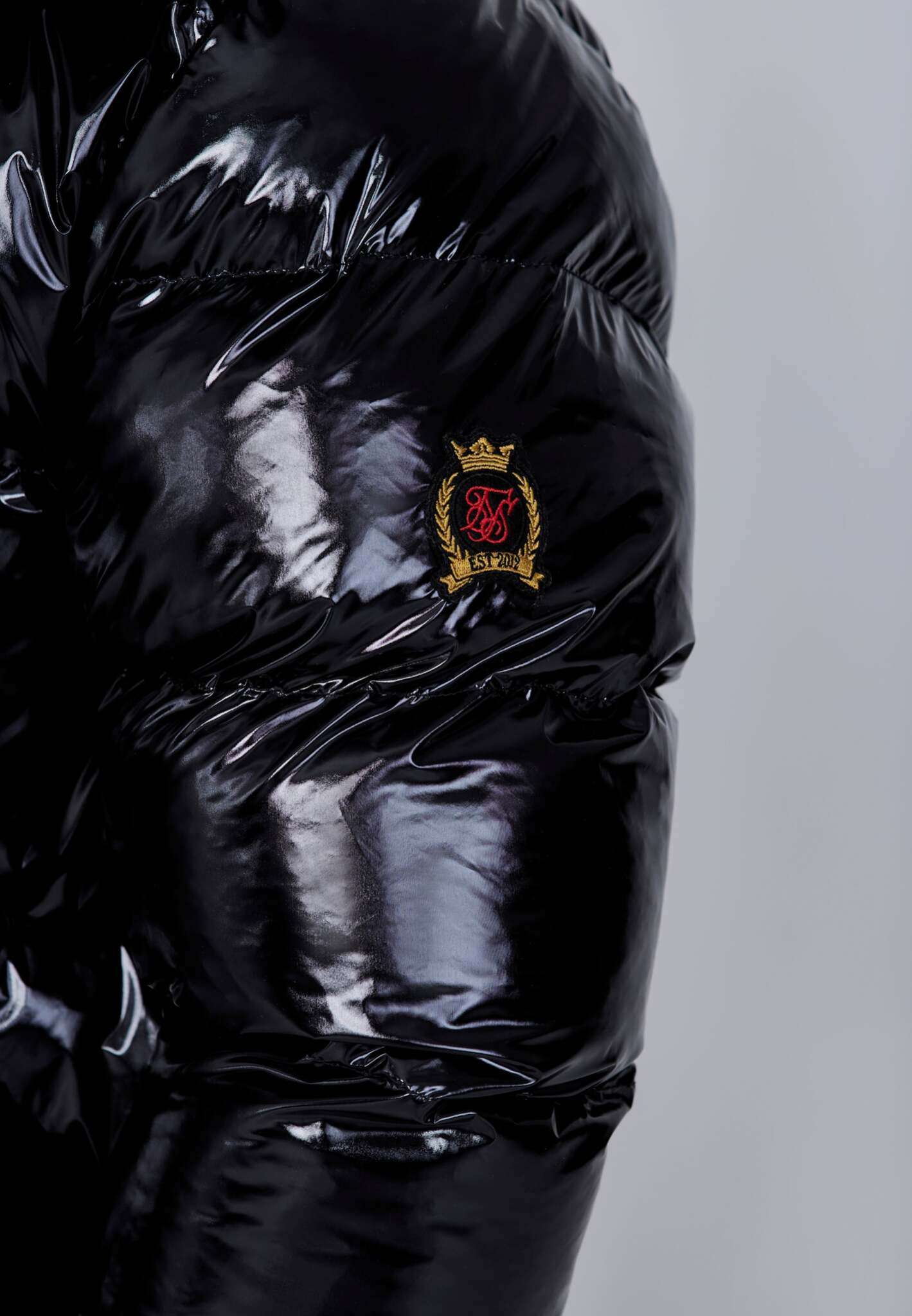 High Shine Puffer Jacket in Black Jackets SikSilk
