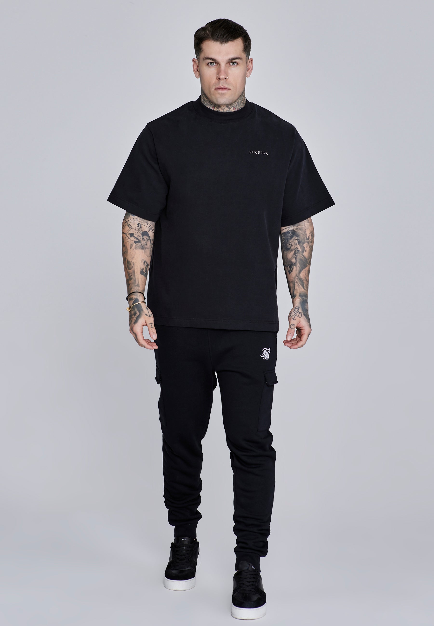 Essentials Cargo Joggers in Black Pants SikSilk