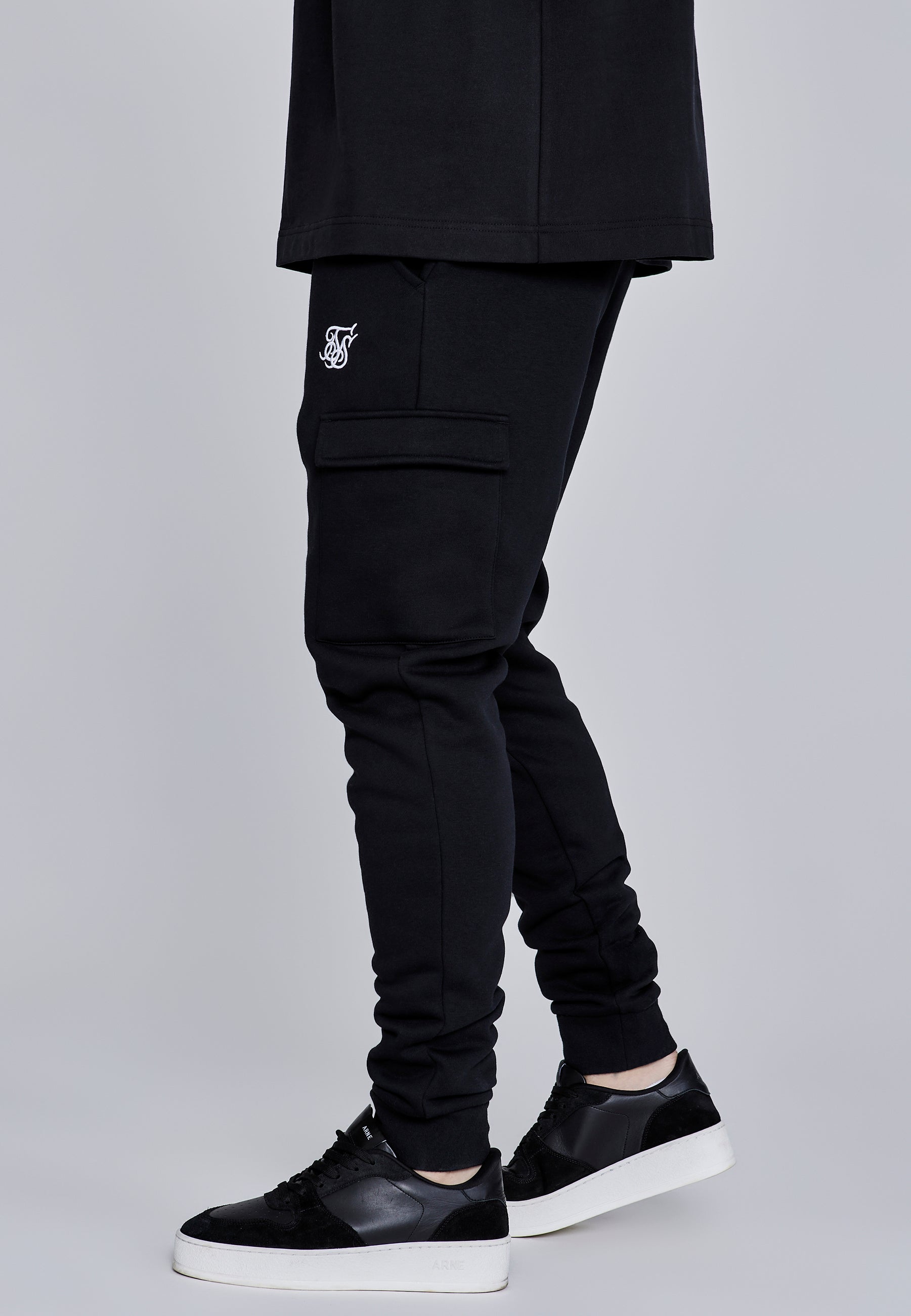 Essentials Cargo Joggers in Black Pants SikSilk