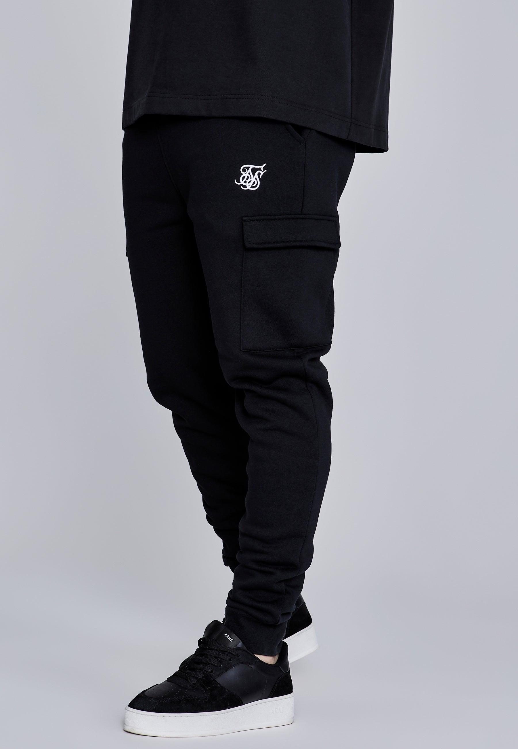 Essentials Cargo Joggers in Black Pants SikSilk