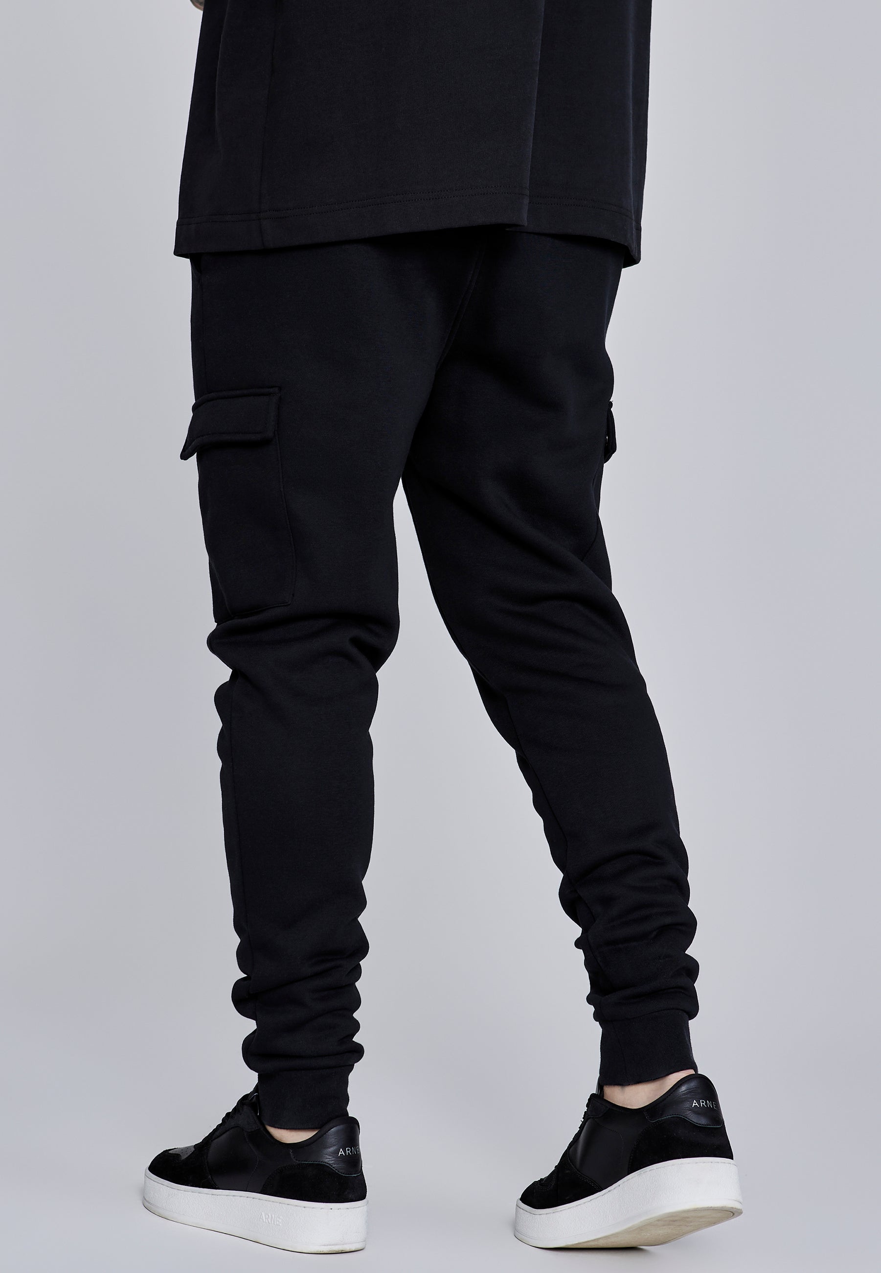 Essentials Cargo Joggers in Black Pants SikSilk