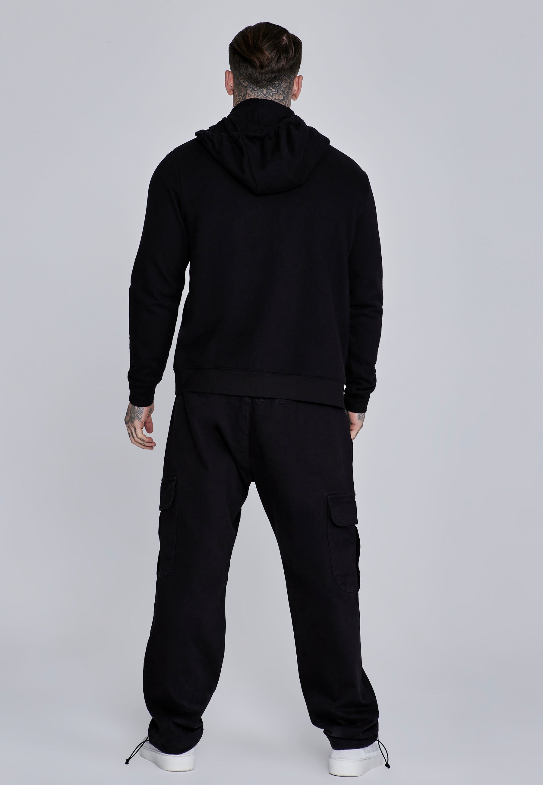 Essentials Full Zip Hoodie in Black Sweat Jackets SikSilk