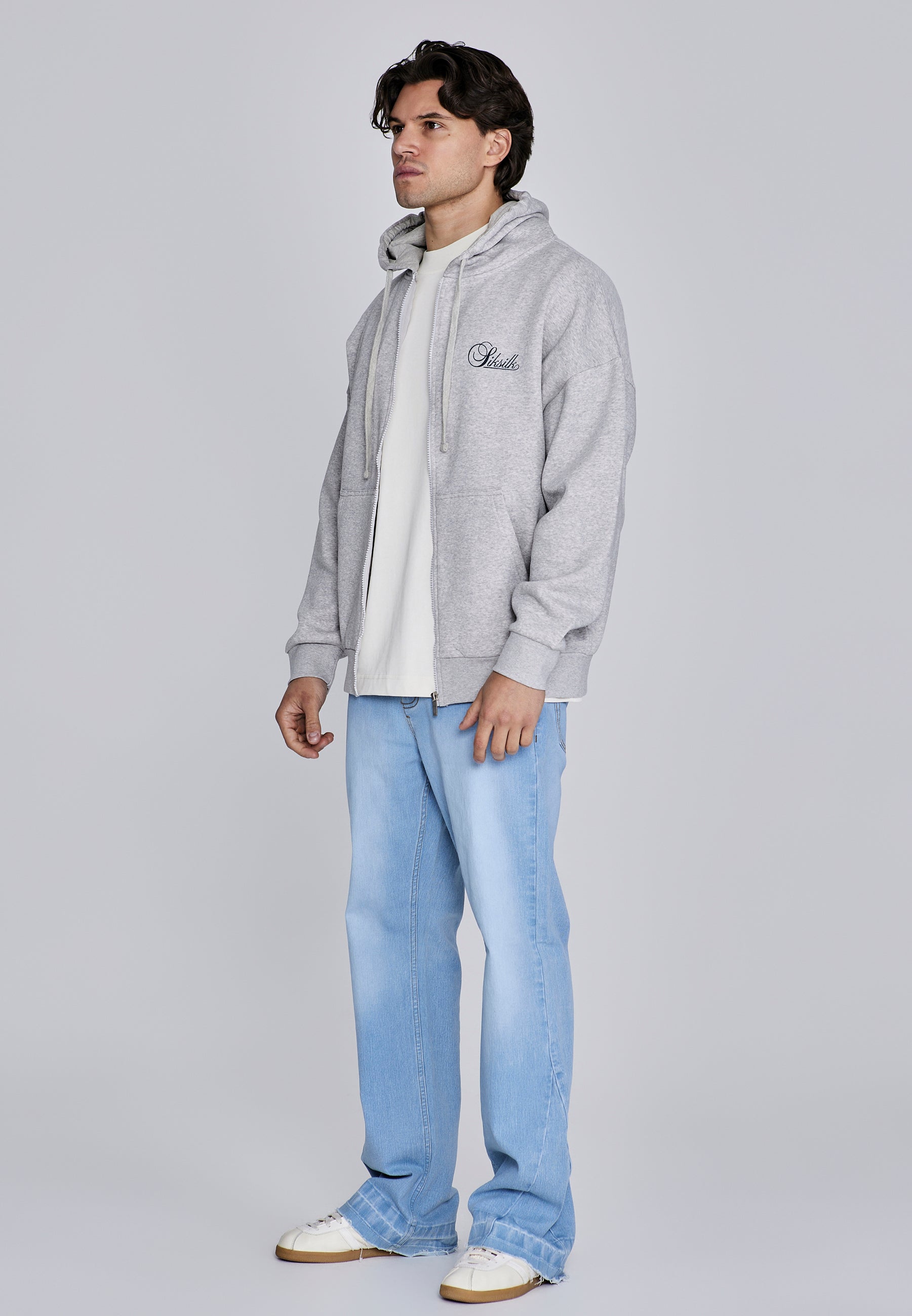 Essentials Full Zip Hoodie in Grey Marl