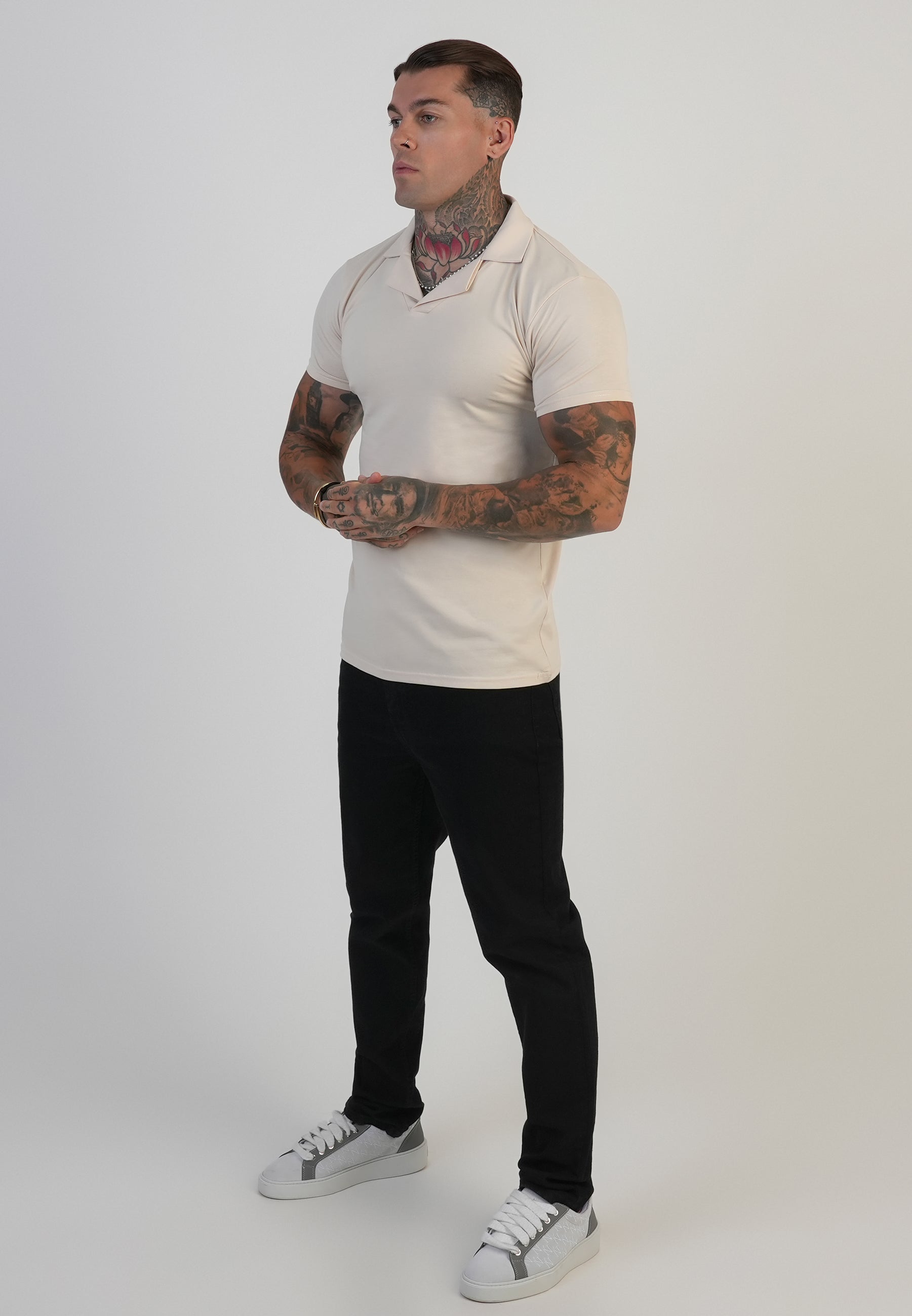 Revere polo in ecru T-shirts SikSilk