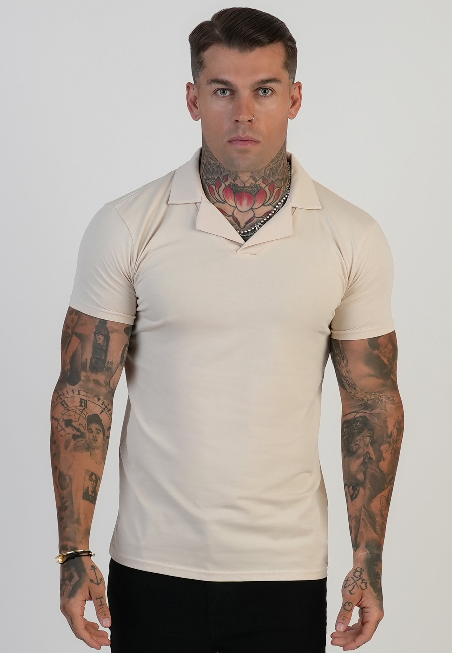 Revere polo in ecru T-shirts SikSilk