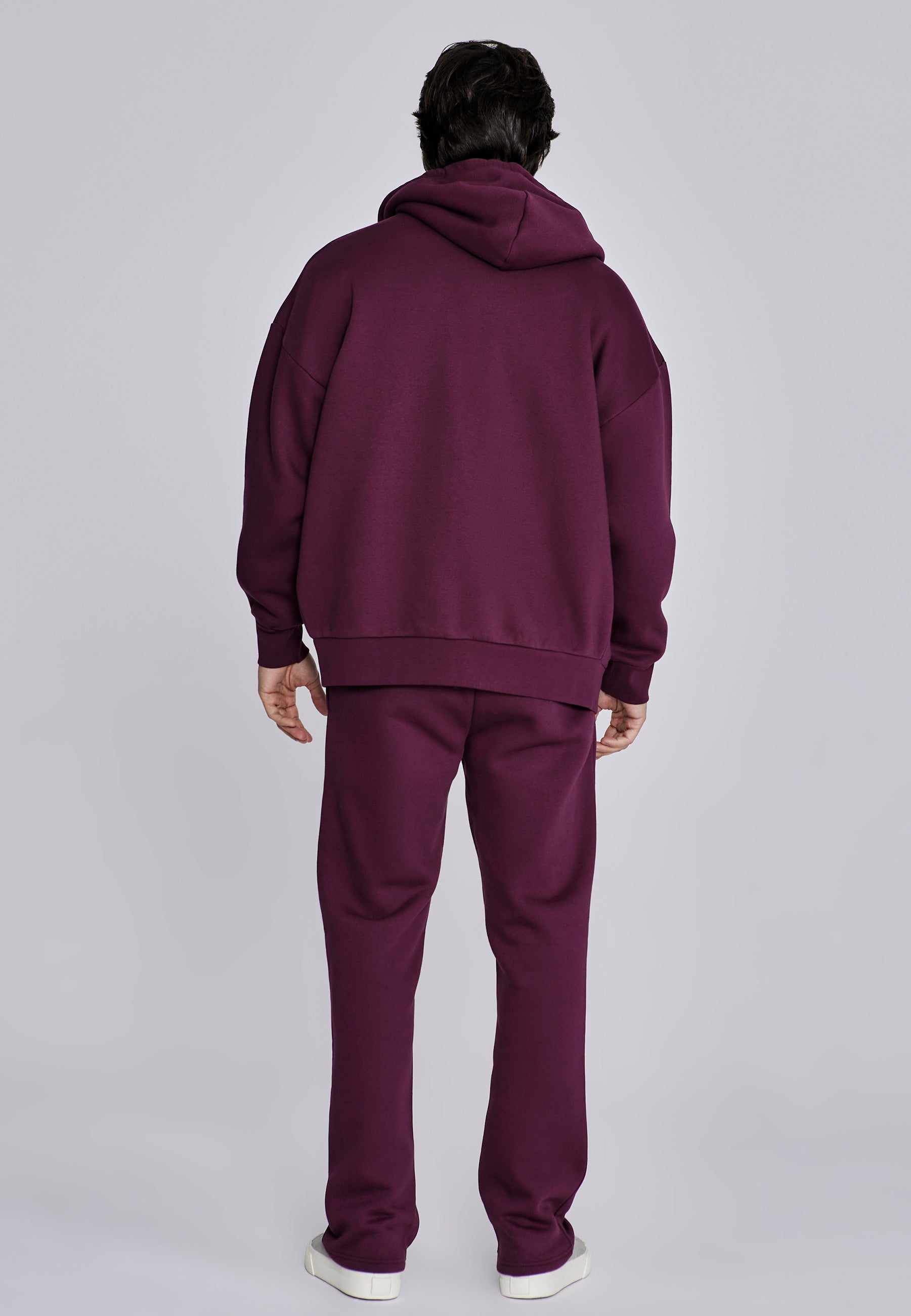 Essentials Full Zip Hoodie in Burgundy Sweat Jackets SikSilk