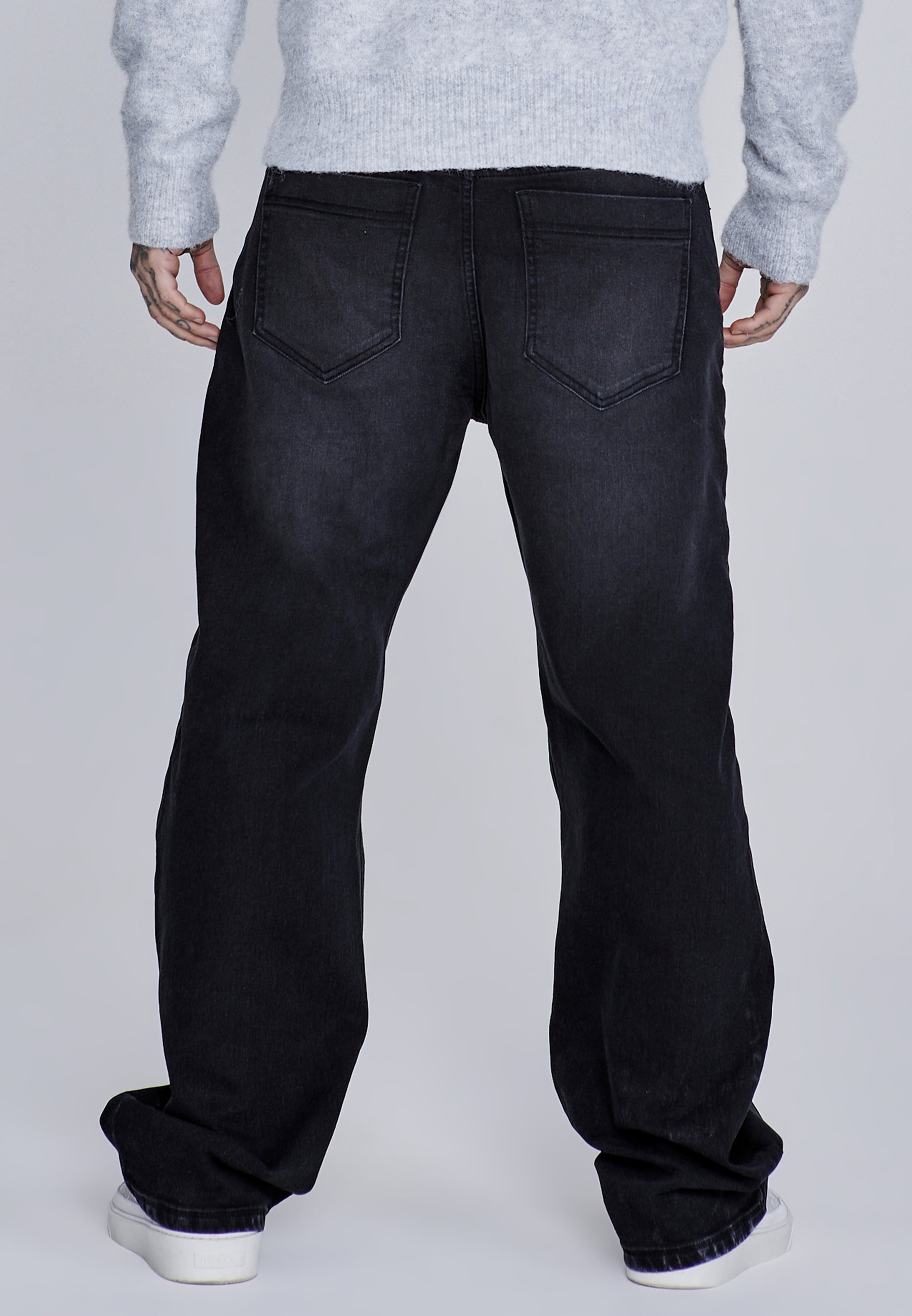 Loose Fit Jeans in Washed Black Jeans SikSilk