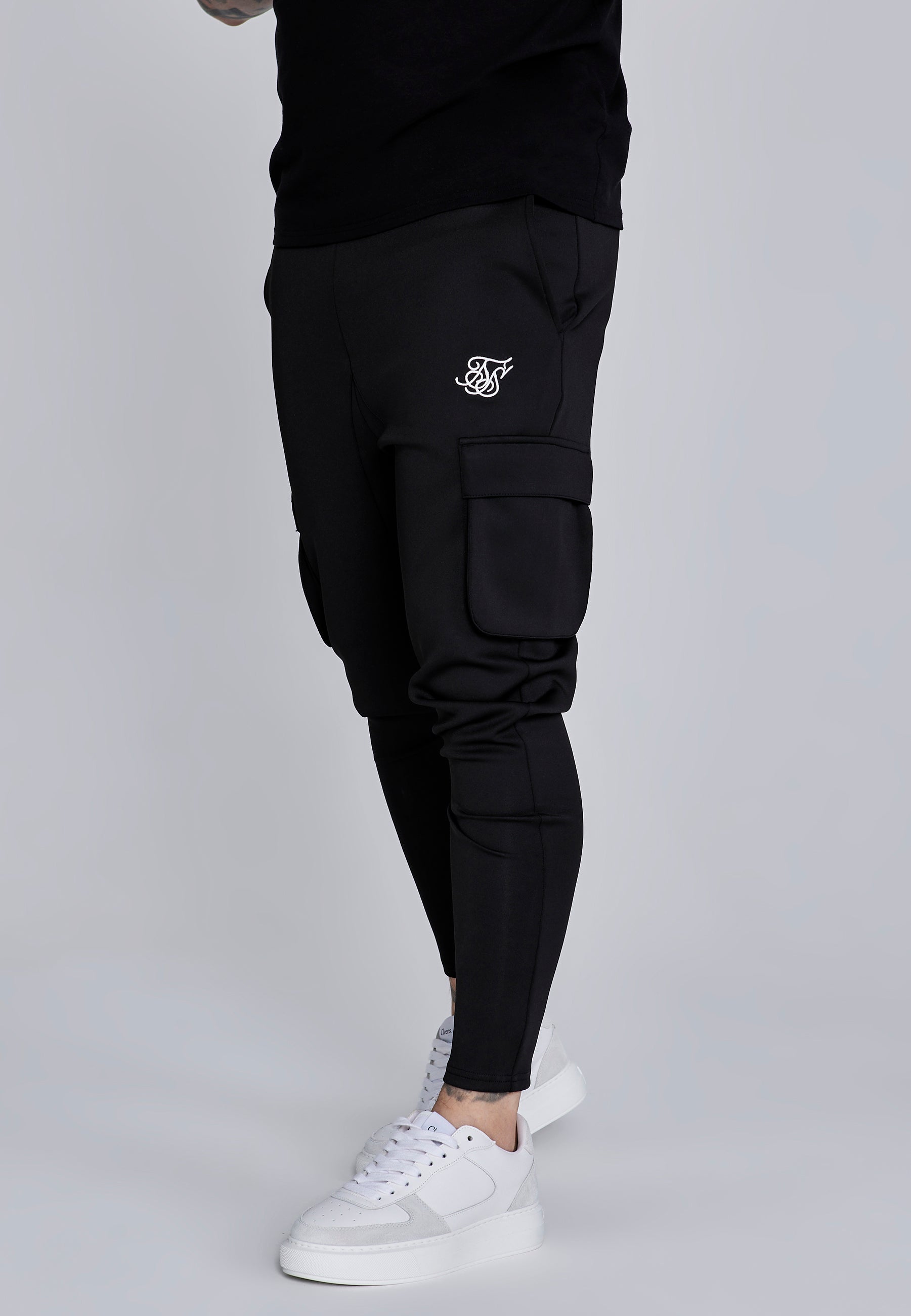Essentials Poly Cargos in Black Pants SikSilk
