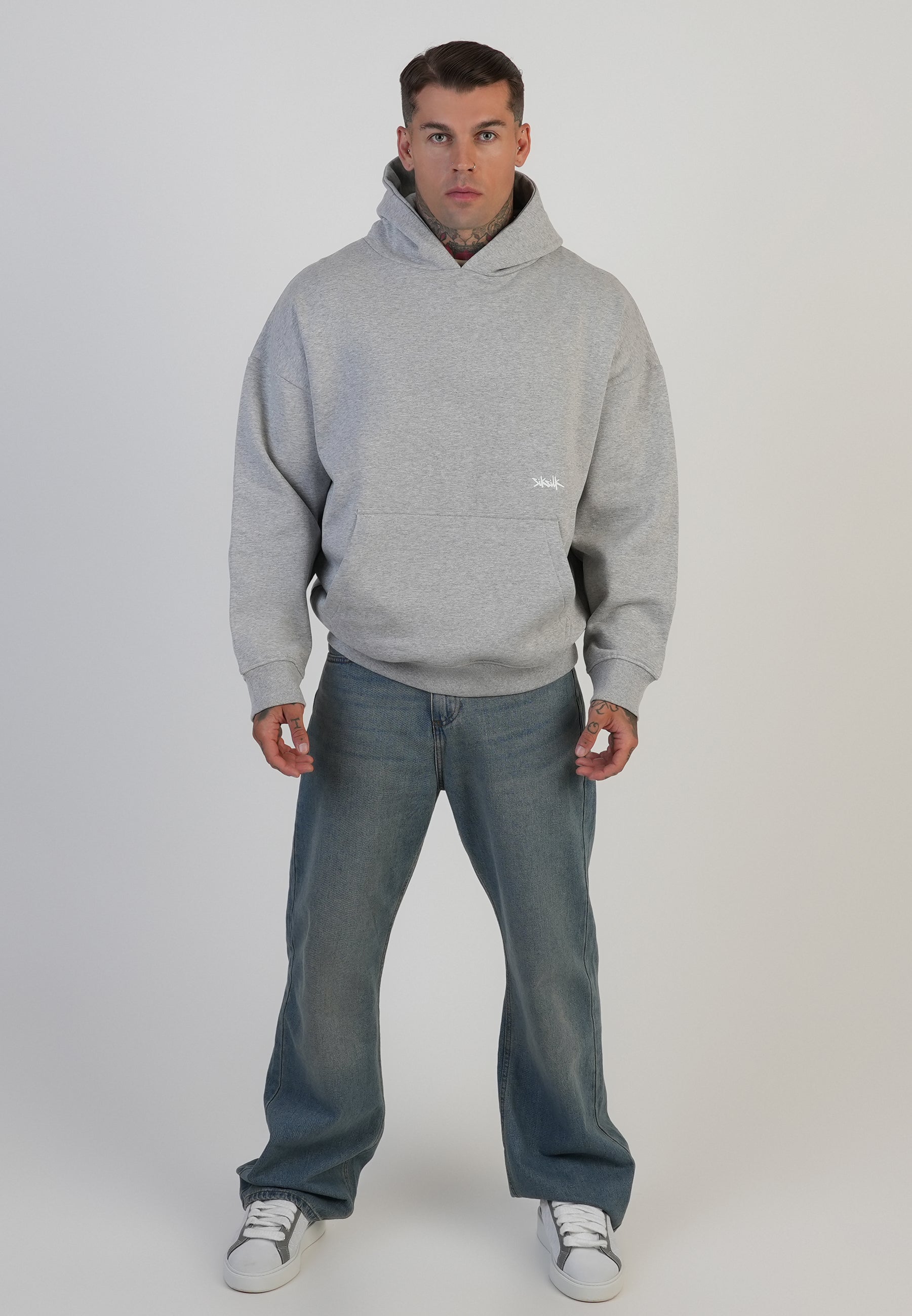 Graphic Hoodie in Grey Marl Hoodie SikSilk