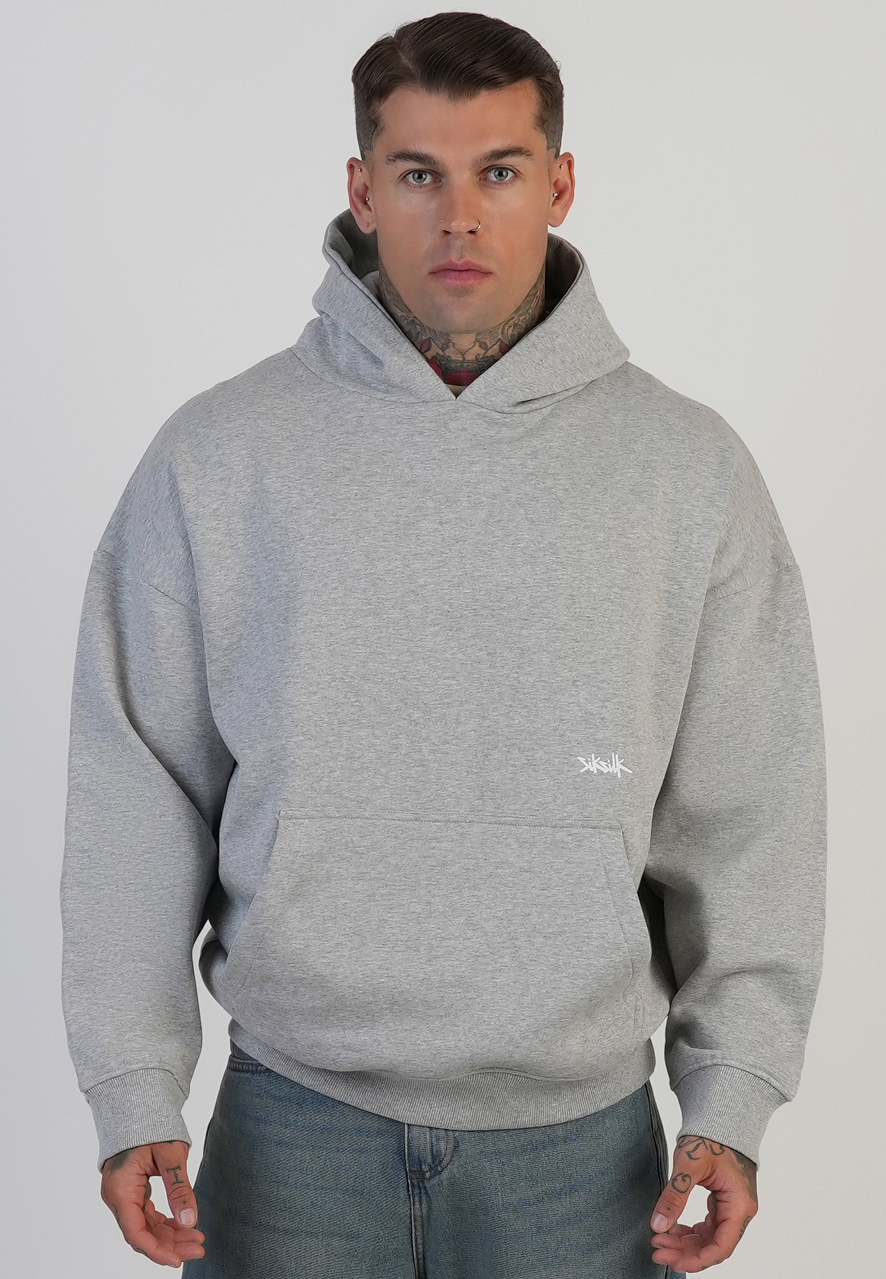 Graphic Hoodie in Grey Marl Hoodie SikSilk