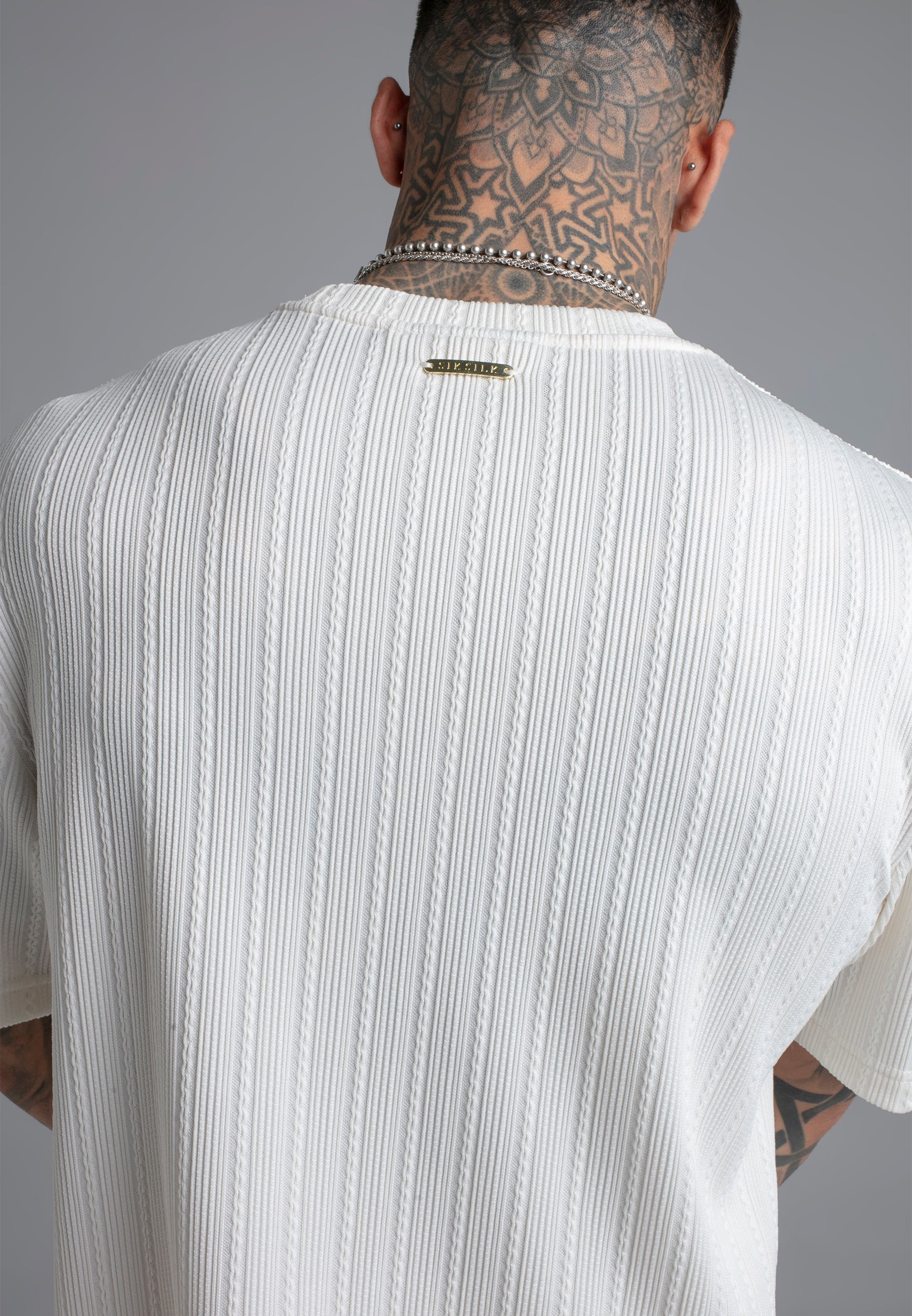 Textured T-shirt in ecru