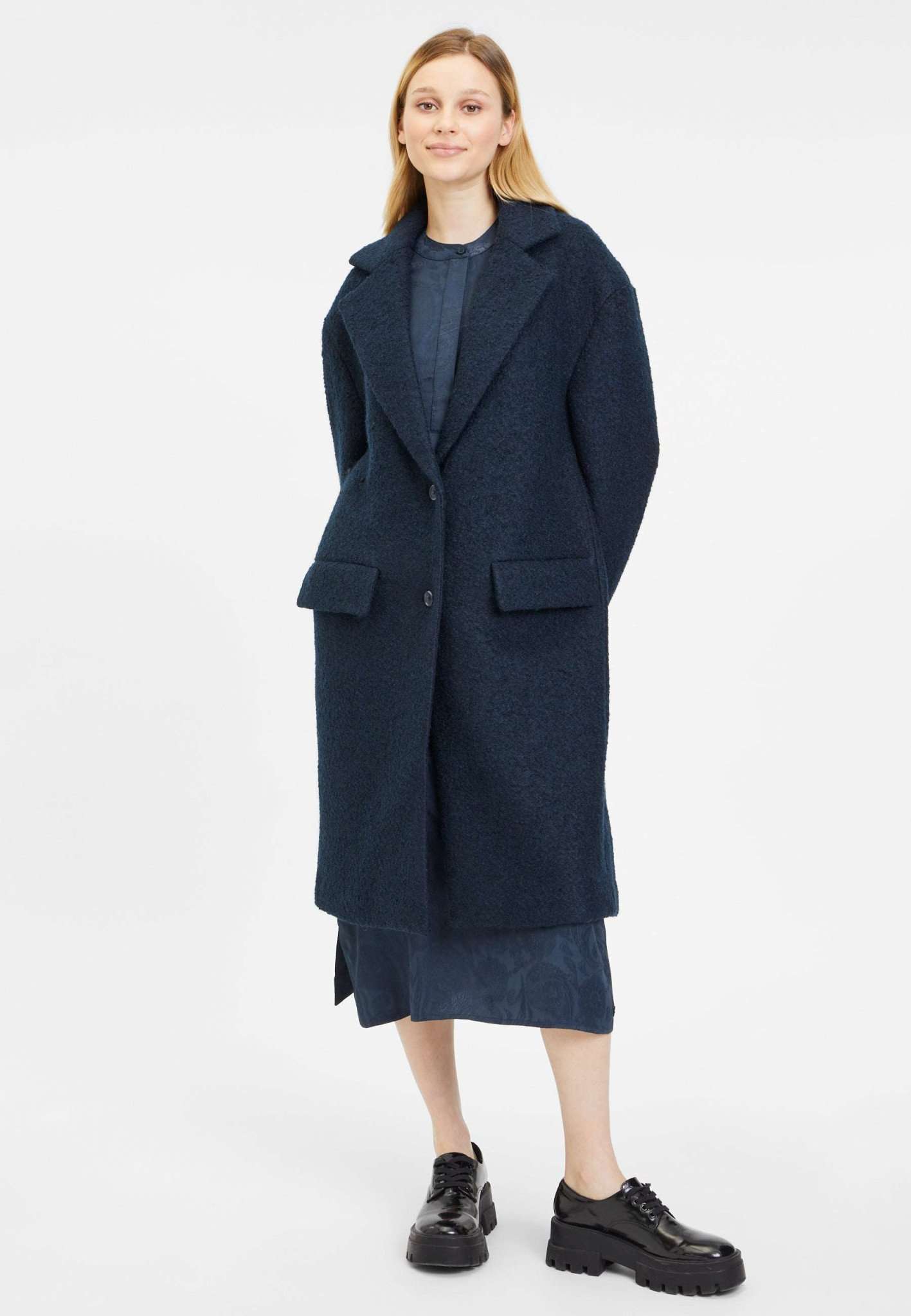 Bale Bouclé Coat in Blueberry Jackets Tamaris   