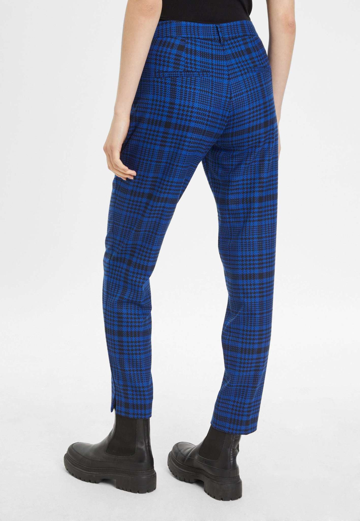 Ariana Check Cigarette Pants in Blueberry Houndstooth Check Pants Tamaris   