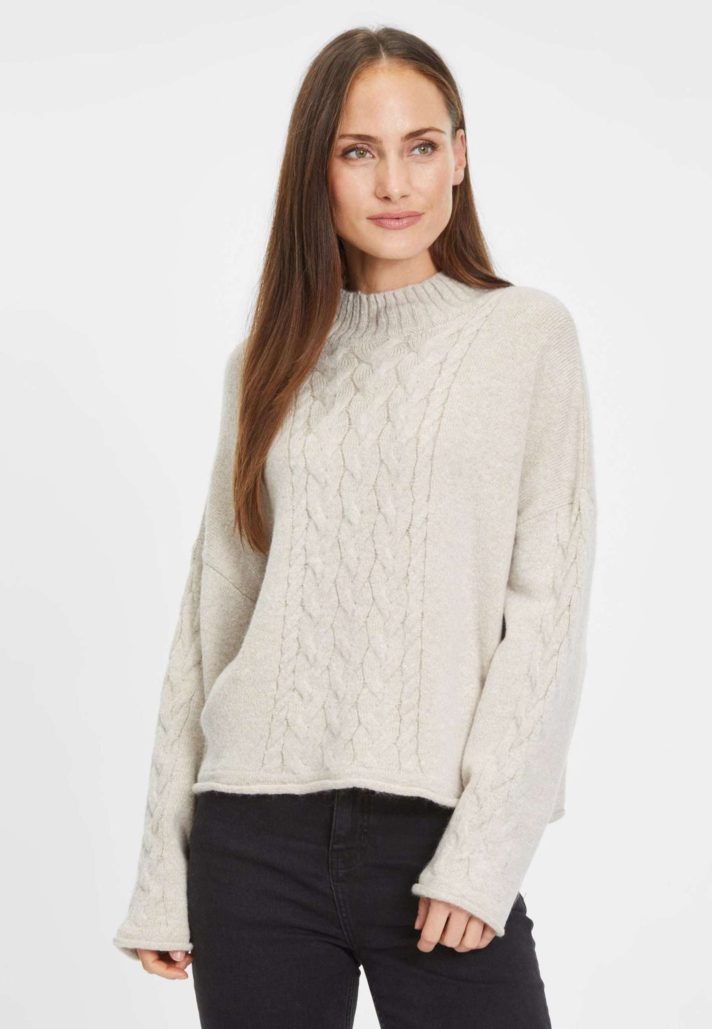 Balje Cable Knit Sweater in Tapioca Sweater Tamaris   