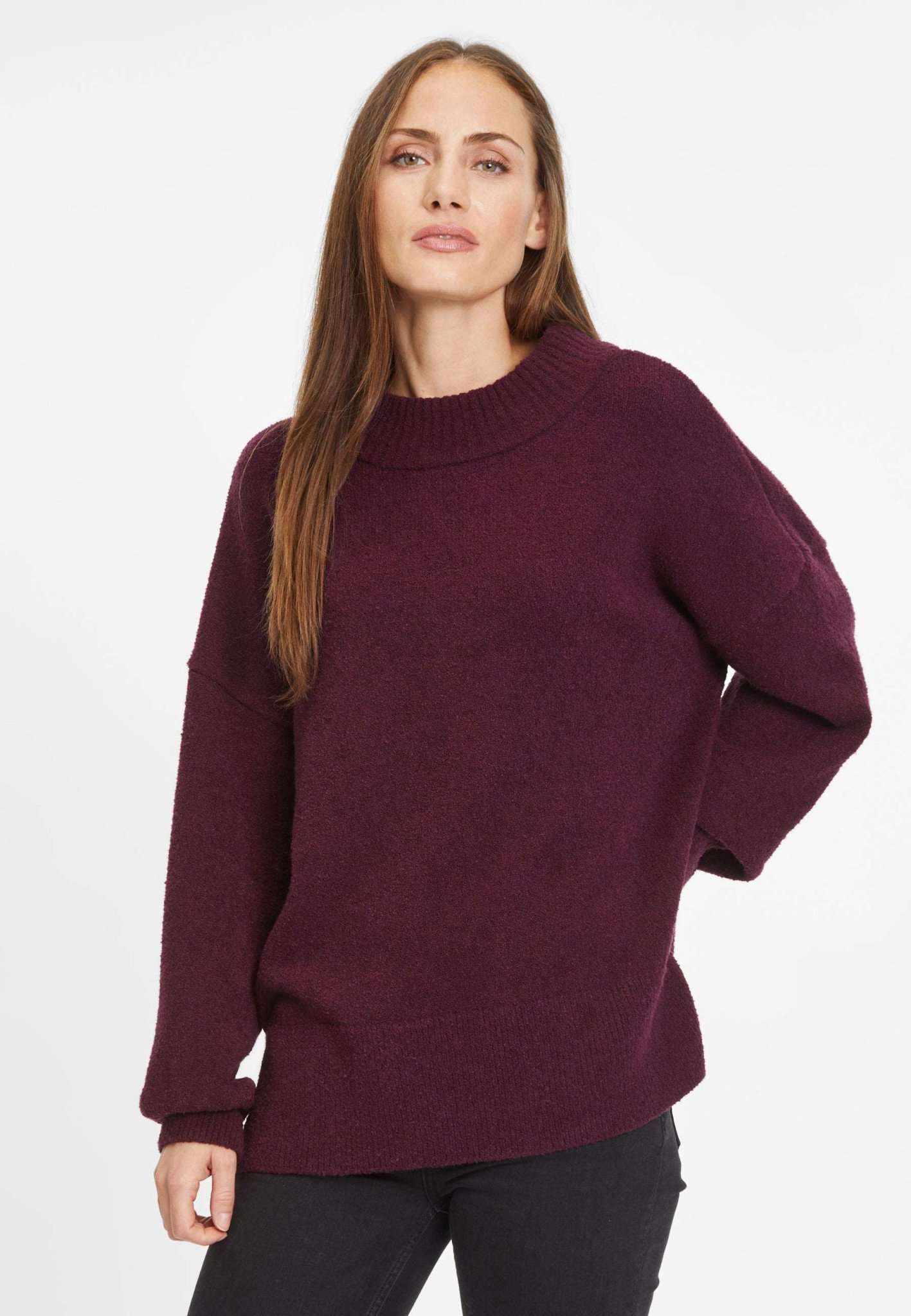 Barlt Boucle Knit Sweater in Grape Wine Sweater Tamaris   