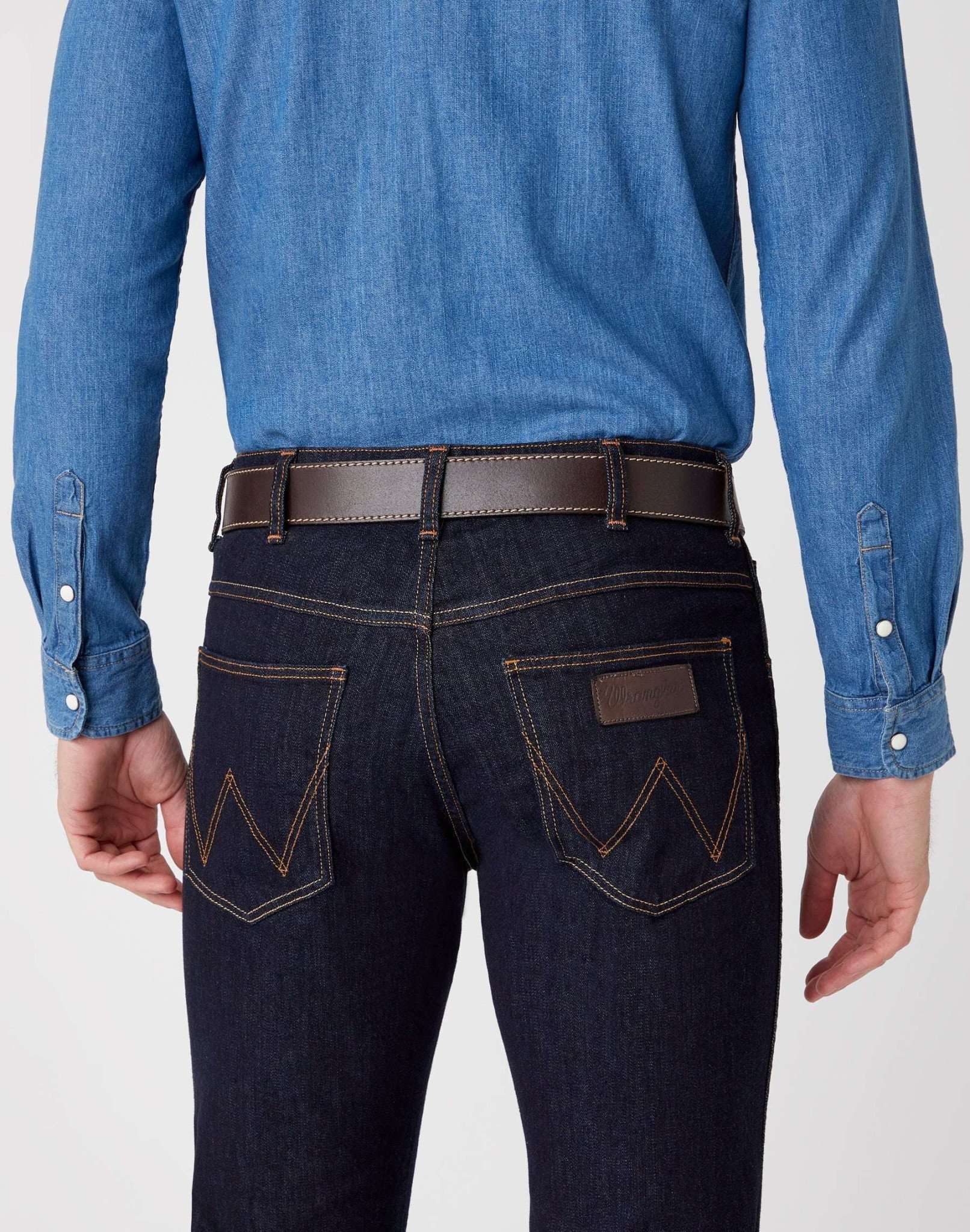 Stitched Belt in Brown Belt Wrangler   