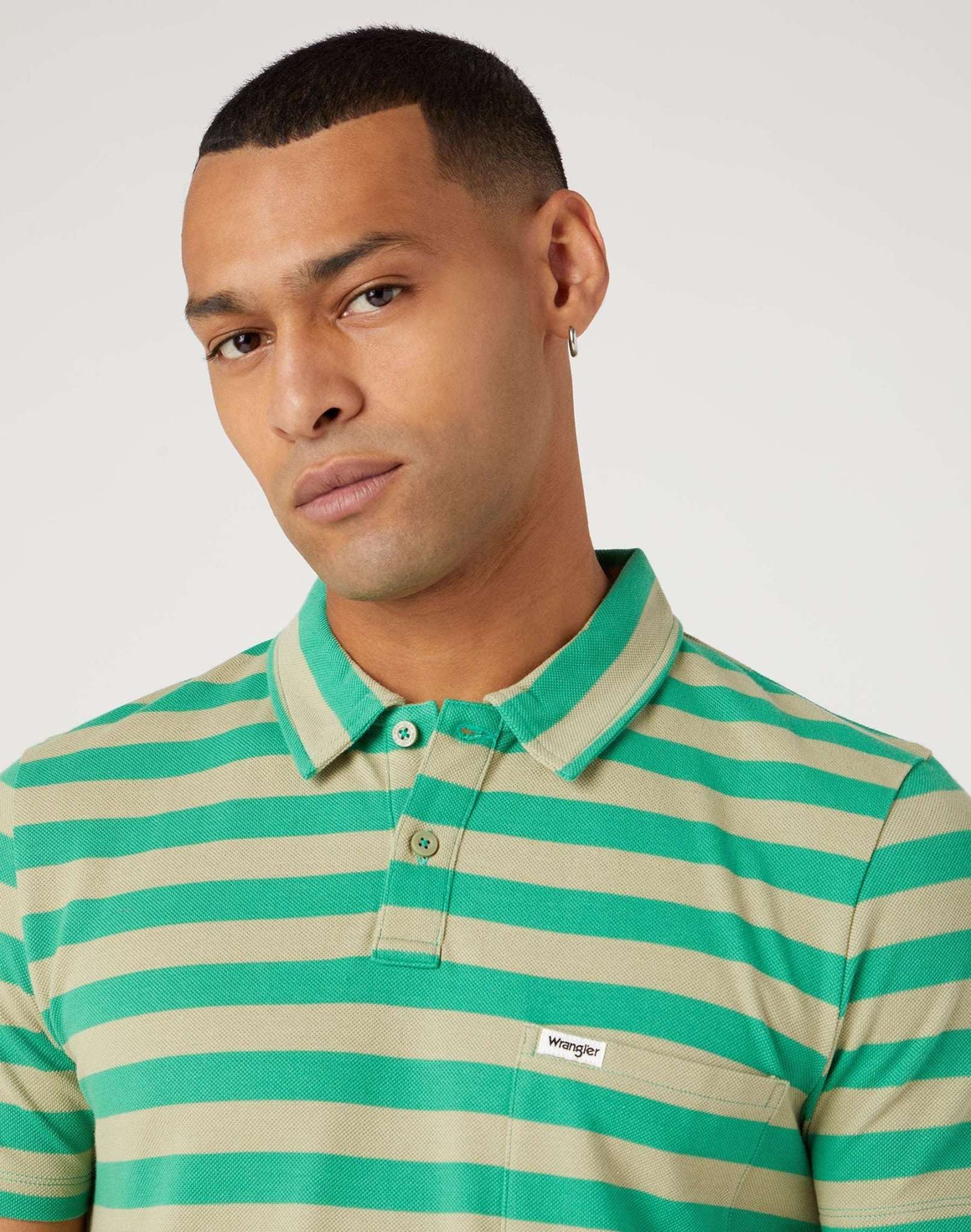 Stripe Polo Shirt in Tea Leaf Polos Wrangler   