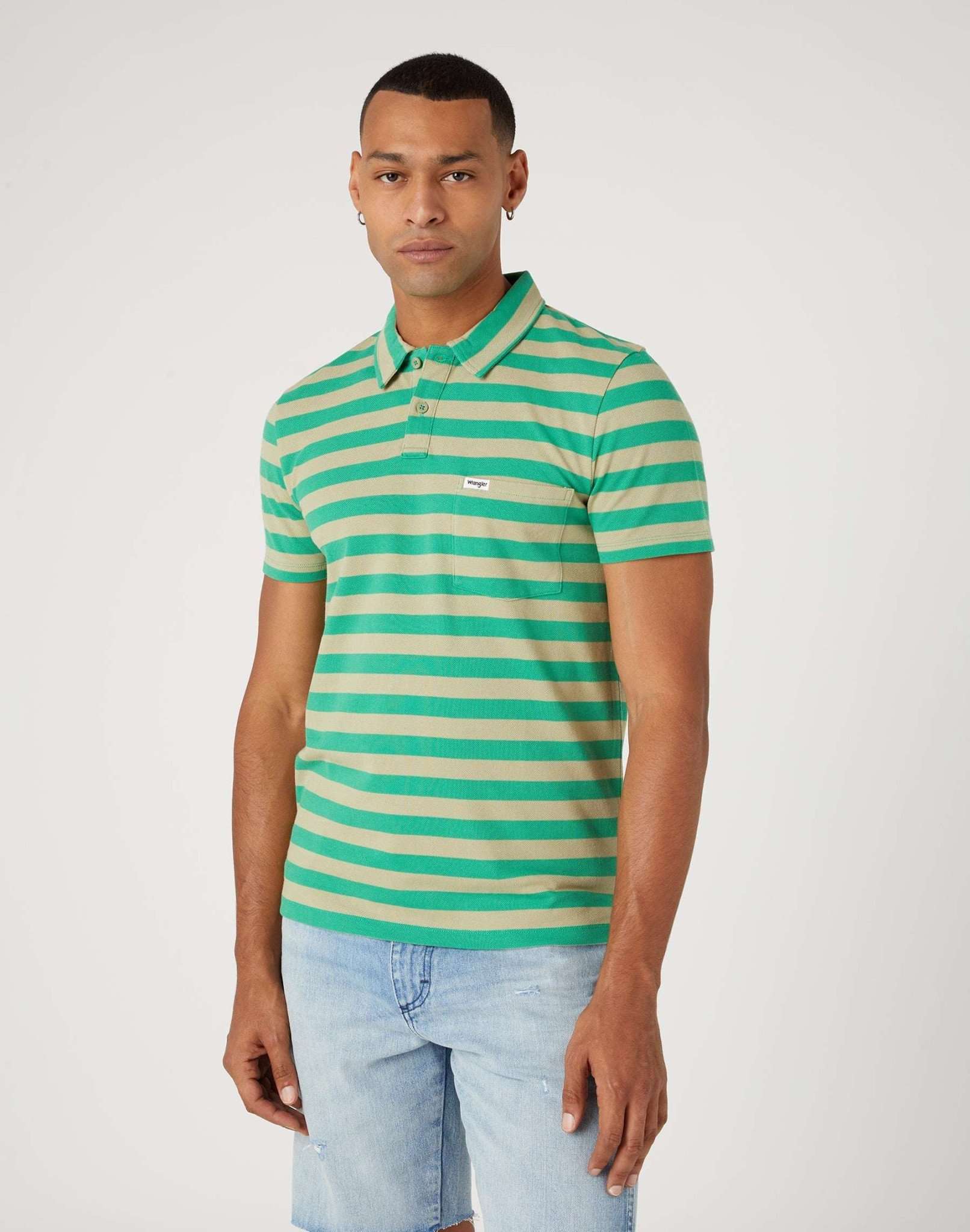 Stripe Polo Shirt in Tea Leaf Polos Wrangler   