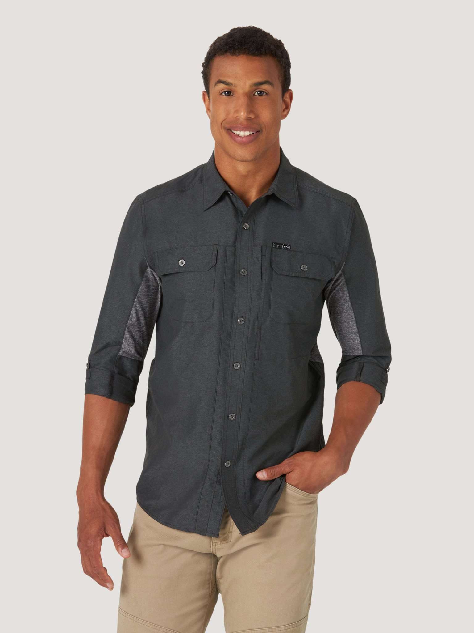 All Terrain Gear Mixed Material Shirt in Black Shirts Wrangler   