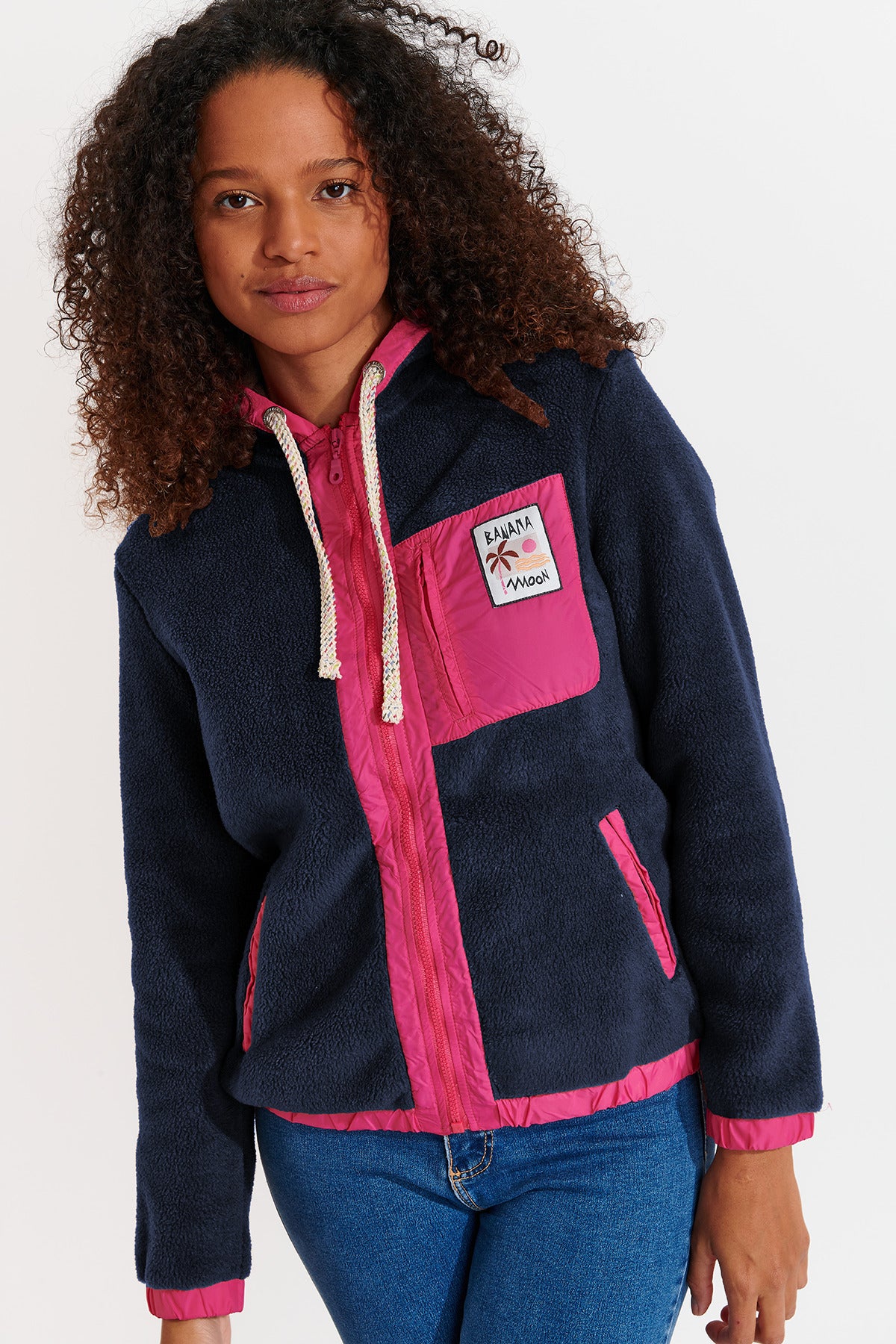WARREN-BRICHILL fleece jacket in navy Jackets Banana Moon