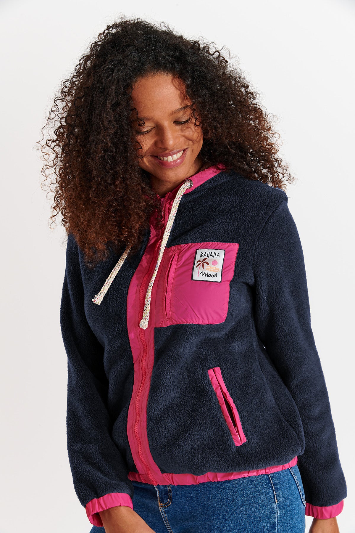 WARREN-BRICHILL fleece jacket in navy Jackets Banana Moon