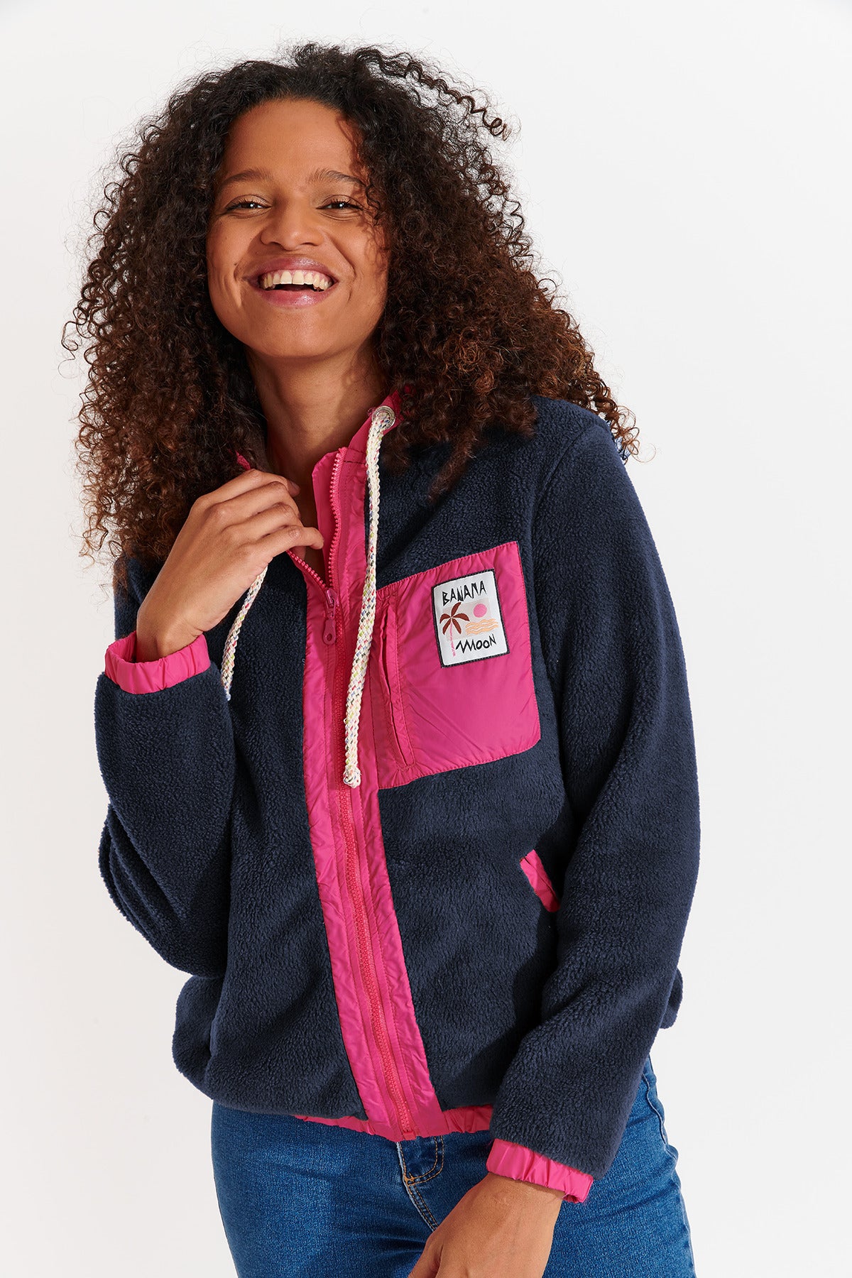 WARREN-BRICHILL fleece jacket in navy Jackets Banana Moon