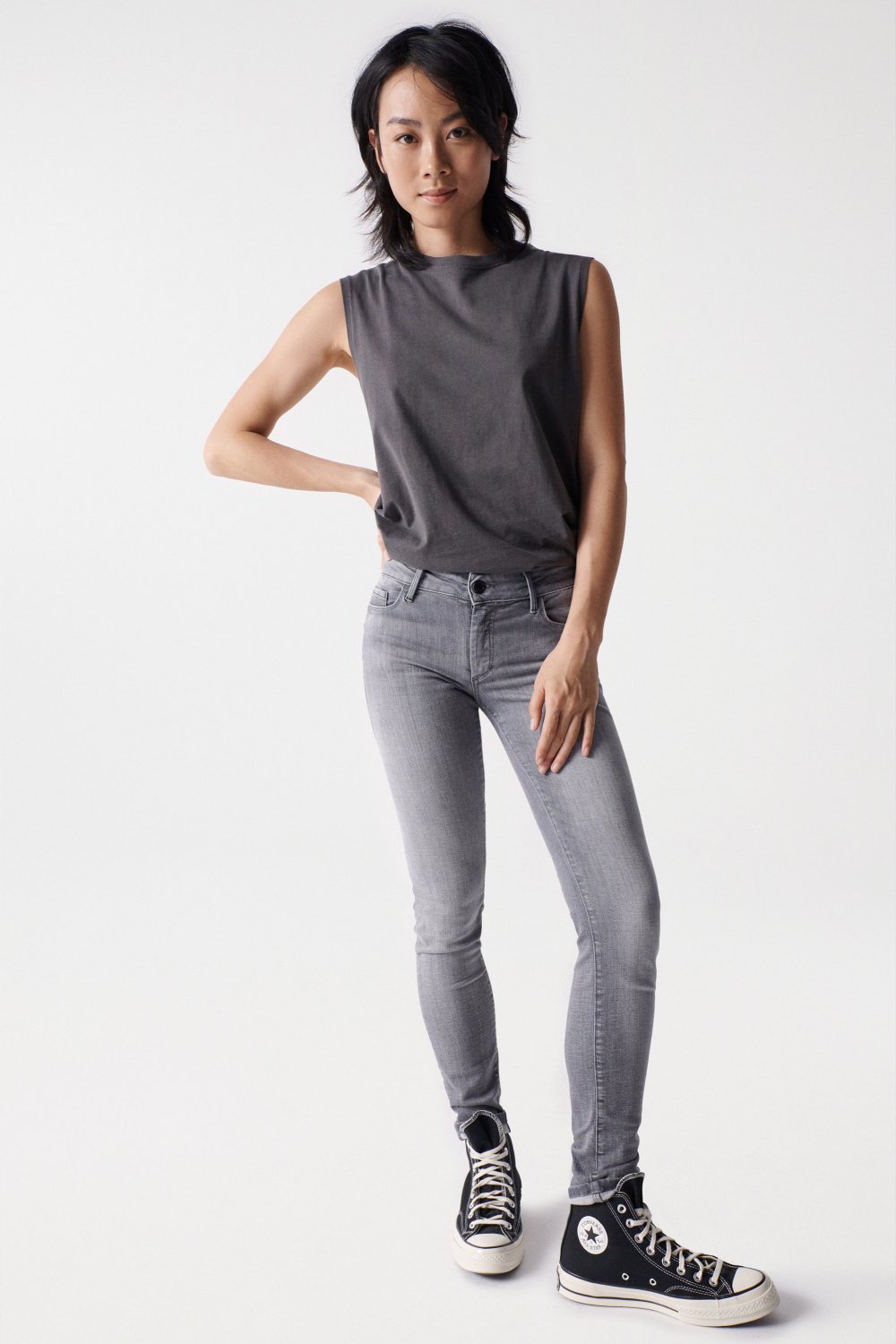 Wonder Skinny Push-Up in Dark Grey Jeans Salsa Jeans   