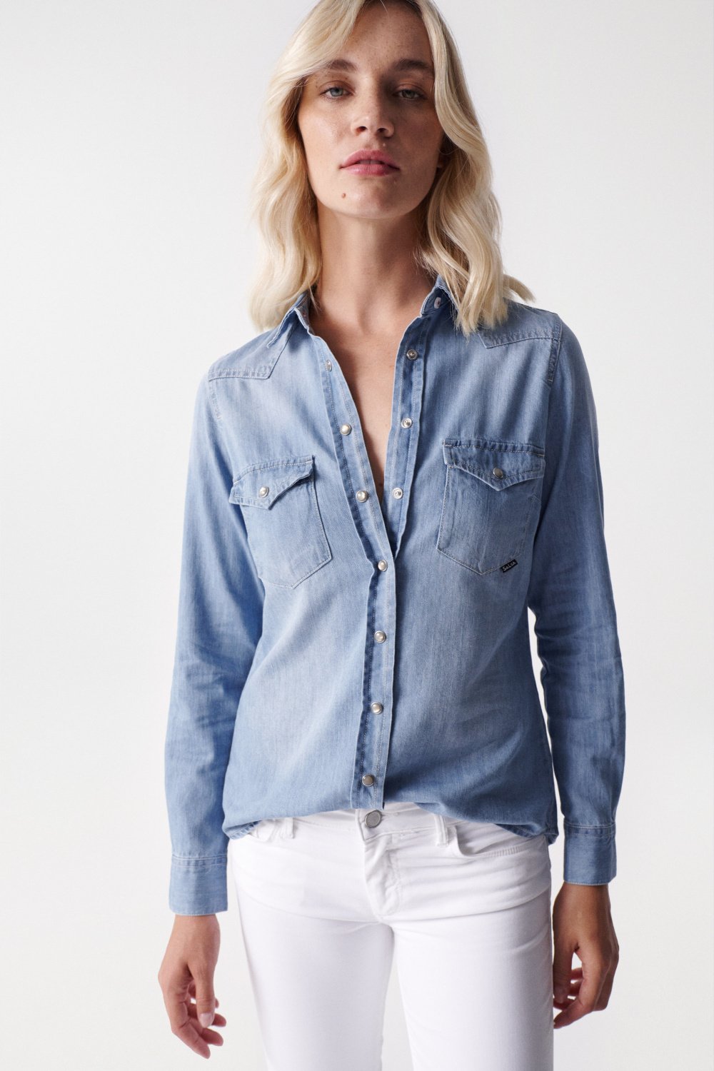 Denim Shirt Lightdenim in Light Wash Shirts Salsa Jeans   