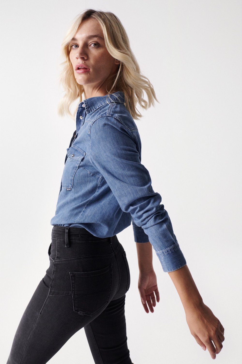 Denim Shirt Lightdenim in Medium Wash Shirts Salsa Jeans   