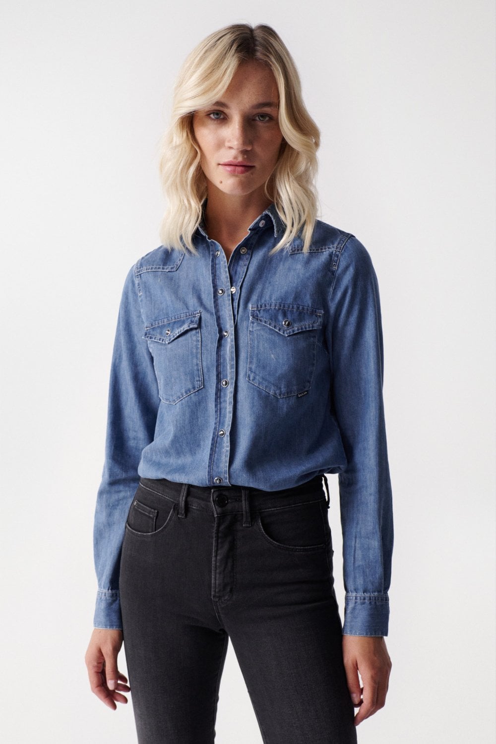 Denim Shirt Lightdenim in Medium Wash Shirts Salsa Jeans   