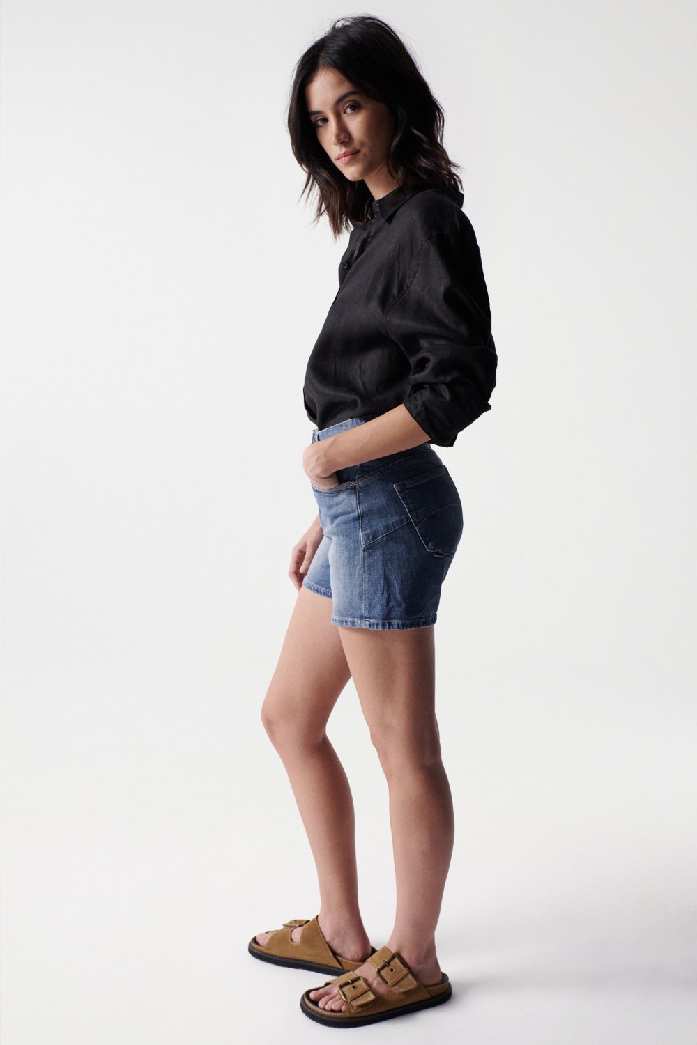 Short Glamour Push-In in Medium Wash Jean Shorts Salsa Jeans   