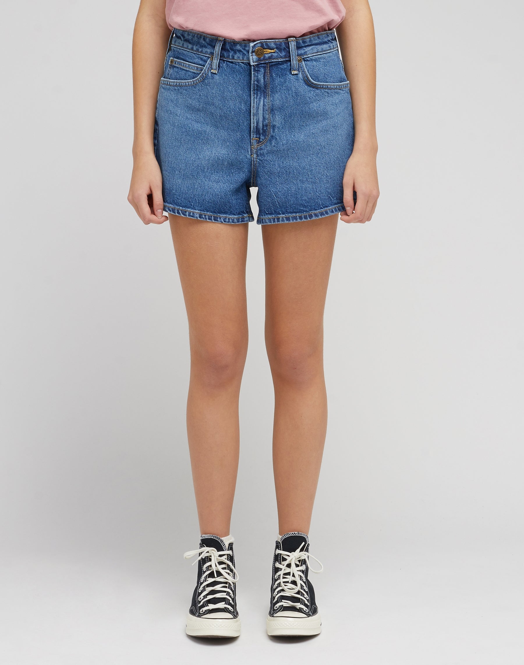 Carol Short in Blue Speed Jean Shorts Lee   