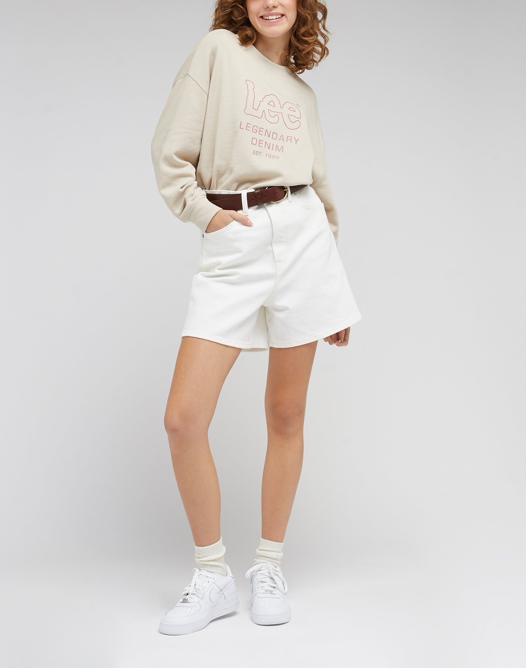 Stella short in marble white denim shorts Lee   