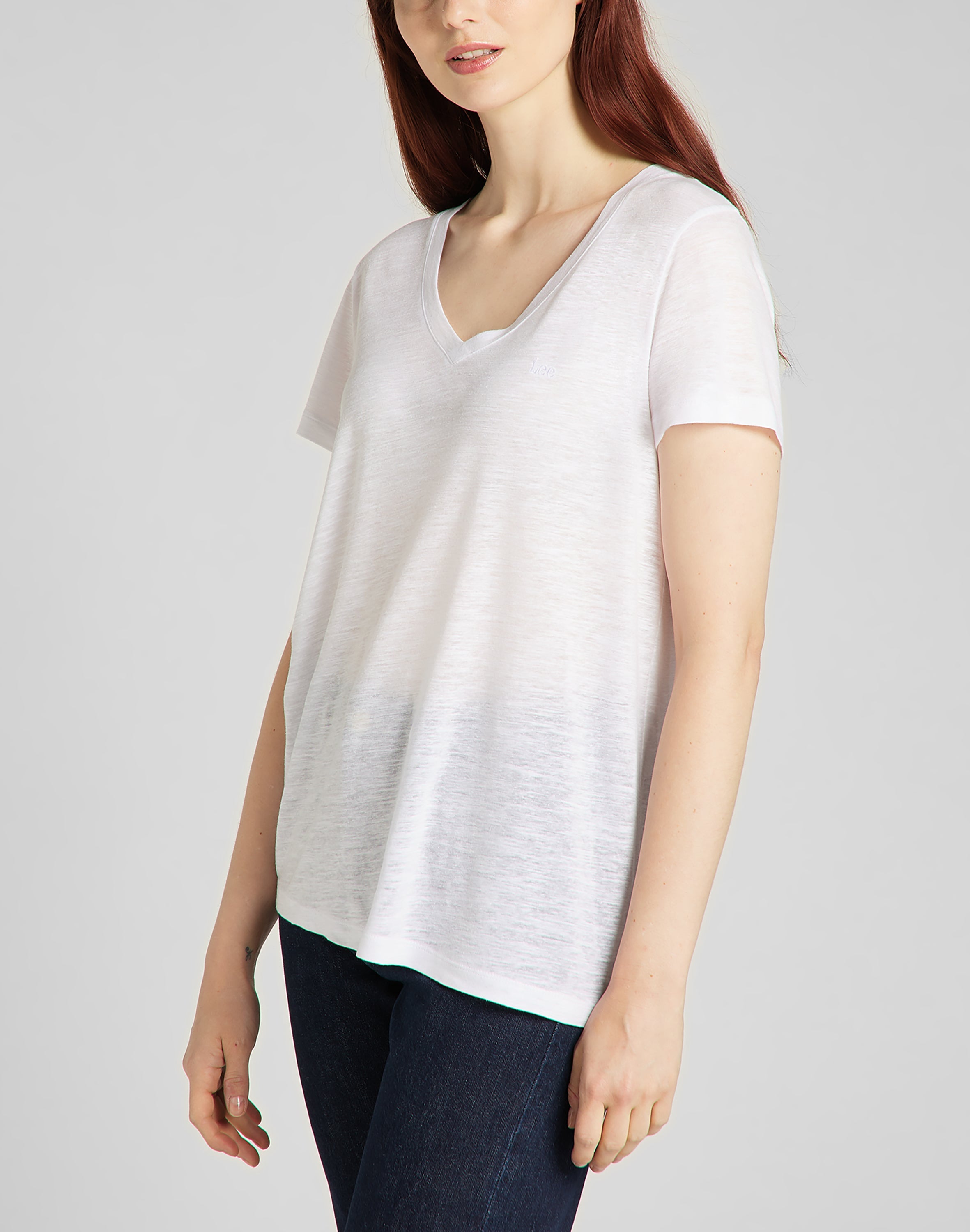 V Neck Tee in Bright White T-Shirts Lee   