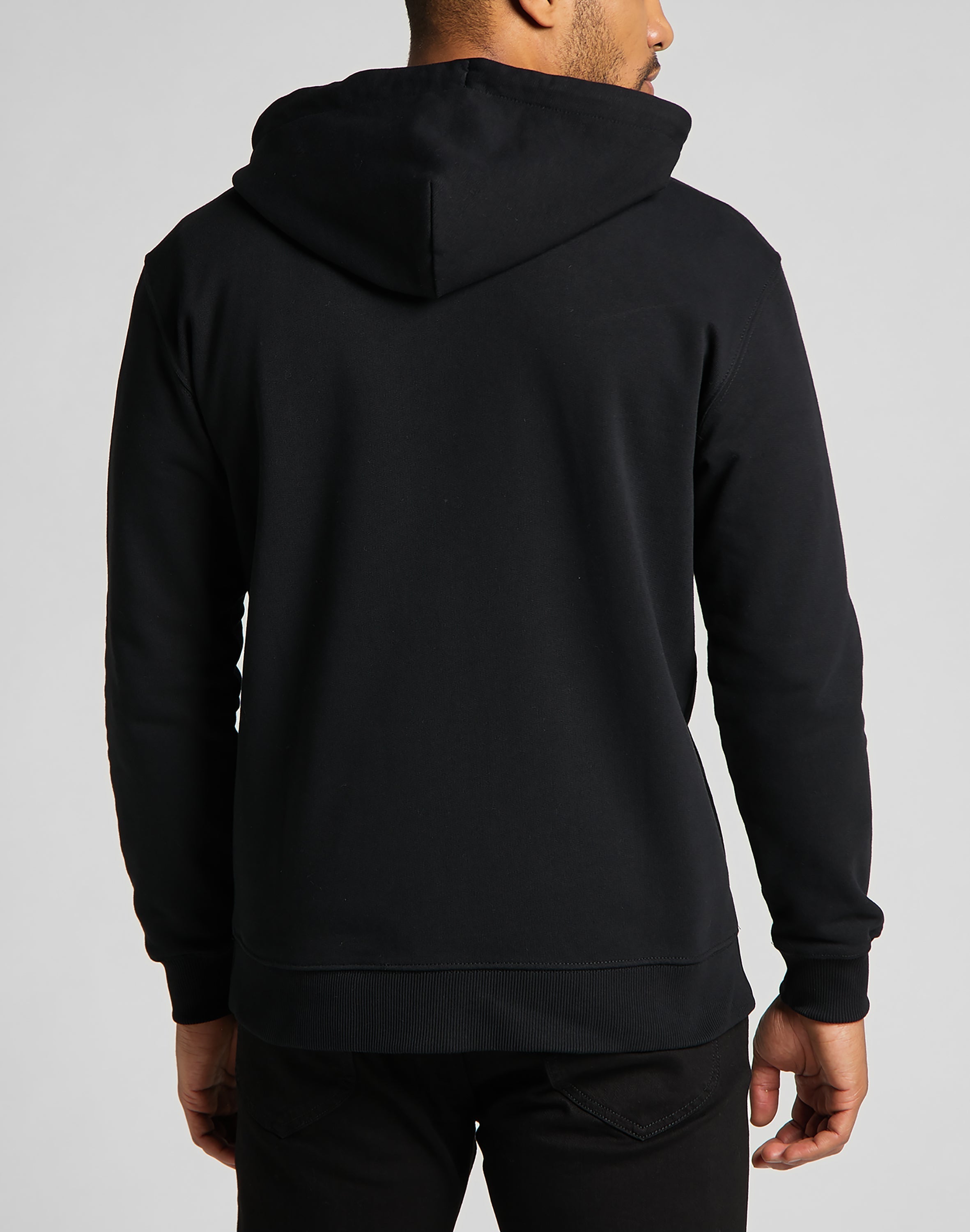 Basic Zip Through Hoodie in Black Sweat Jackets Lee   