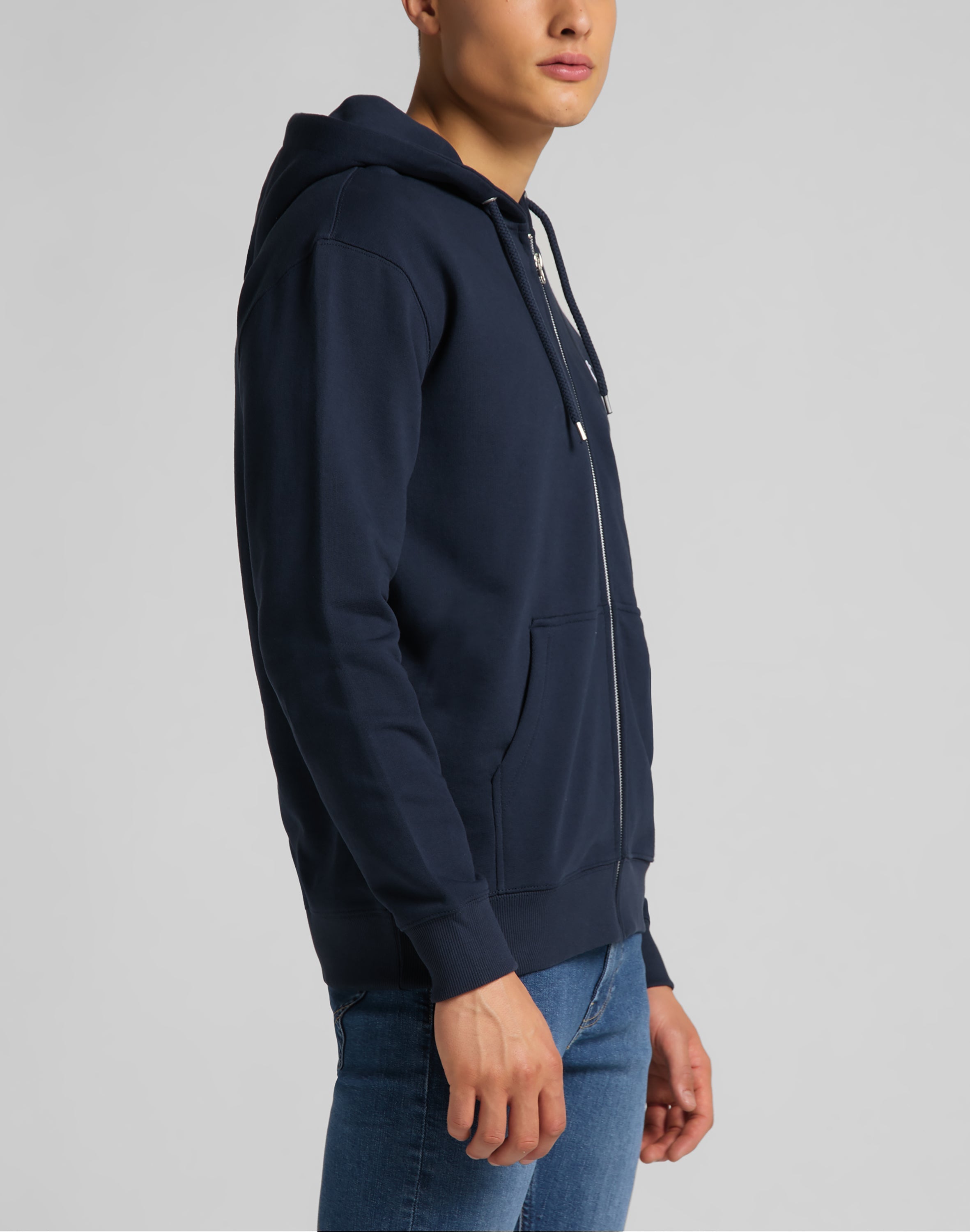 Basic Zip Through Hoodie in Navy Sweat Jackets Lee   