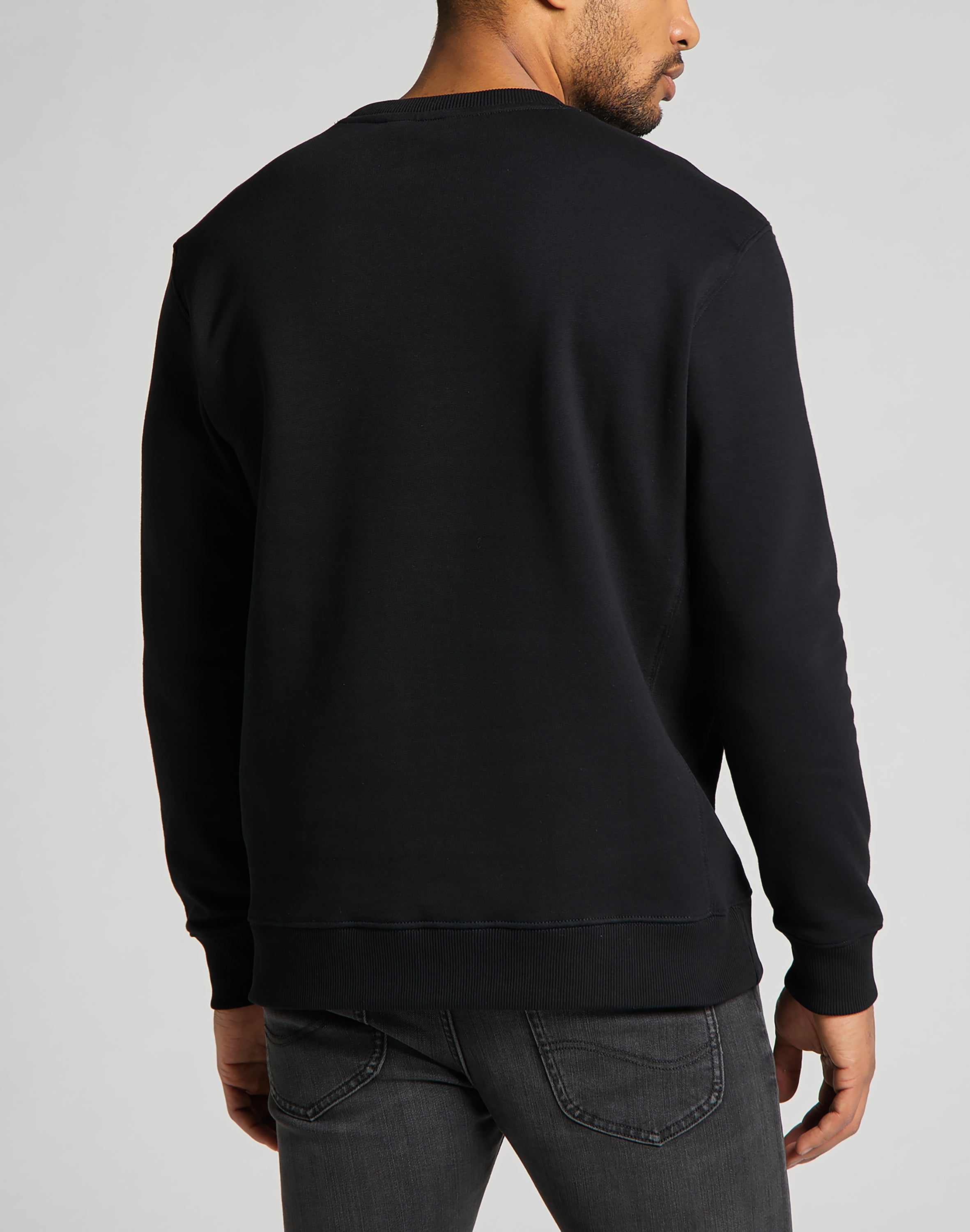 Plain Crew Sweatshirt in Black Sweatshirts Lee   