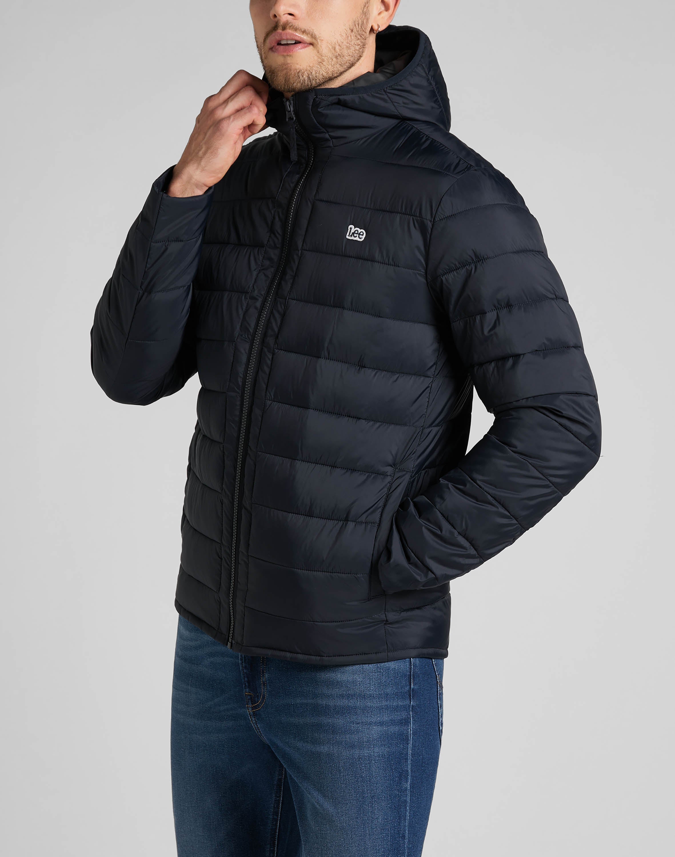 Light Puffer Jacket in Black Jackets Lee   