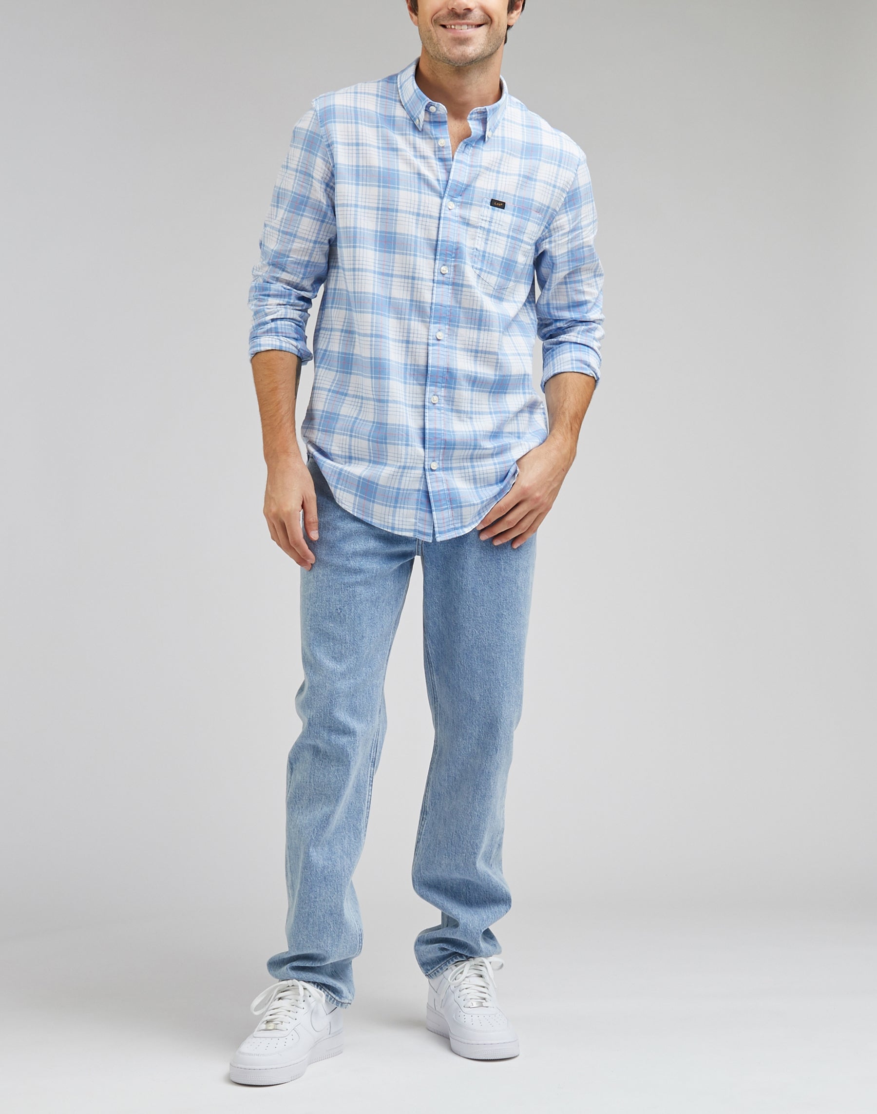 Button Down Shirt in Prep Blue Shirts Lee   