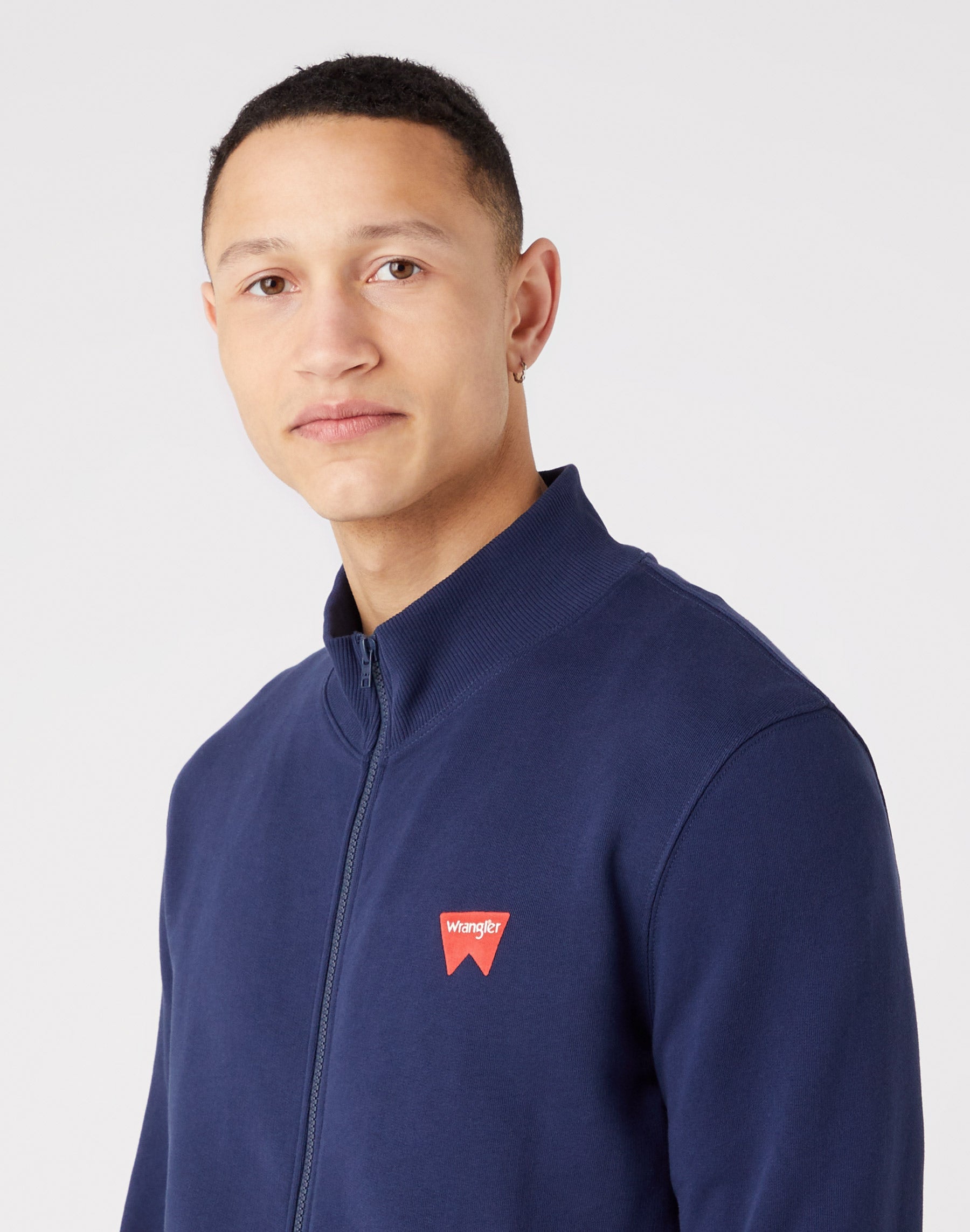 Funnel Neck Zip in Navy Sweat Jackets Wrangler   