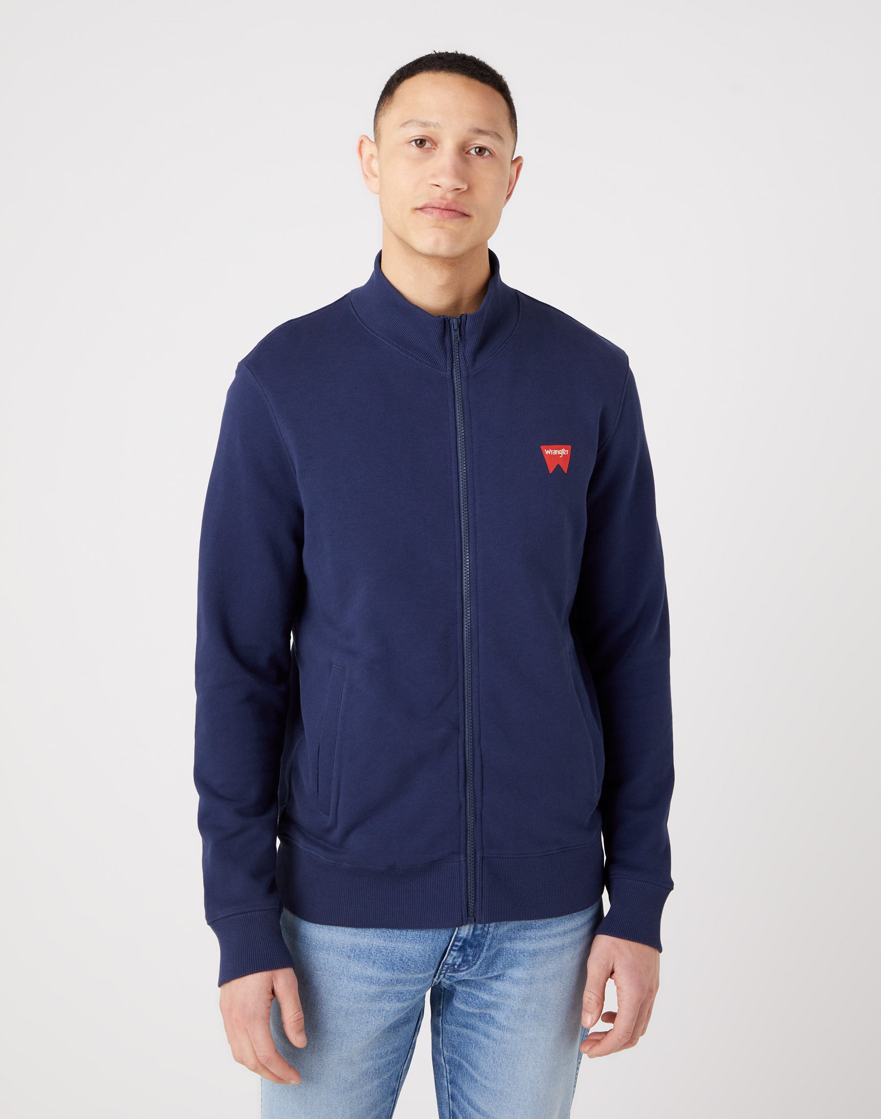 Funnel Neck Zip in Navy Sweat Jackets Wrangler   