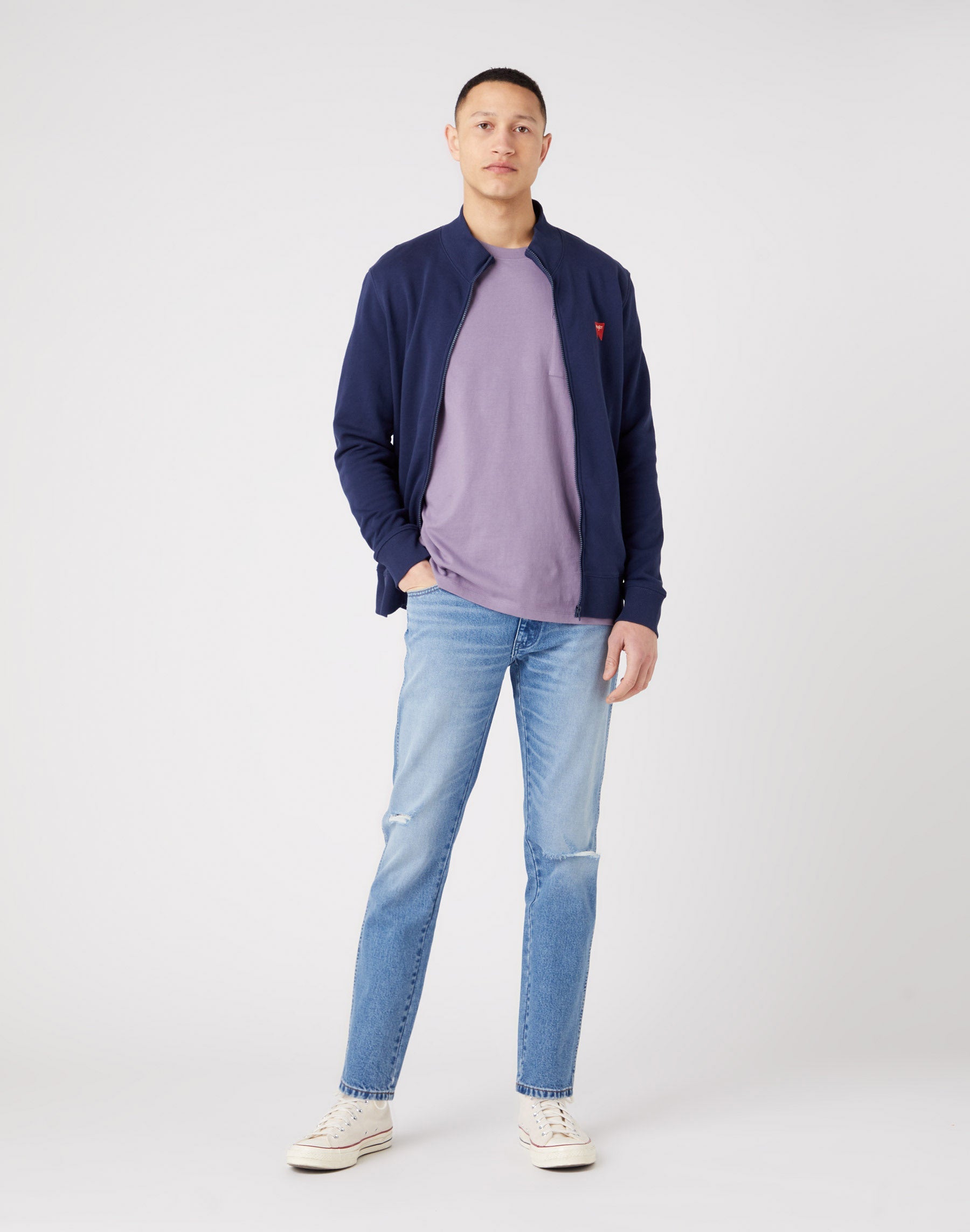 Funnel Neck Zip in Navy Sweat Jackets Wrangler   