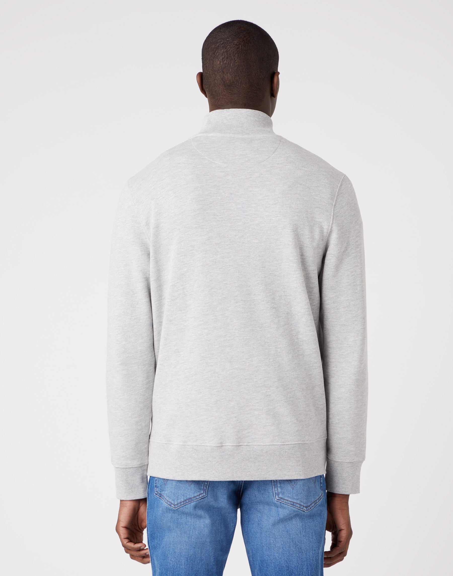 Funnel Neck Zip in Mid Grey Melange Sweat Jackets Wrangler   