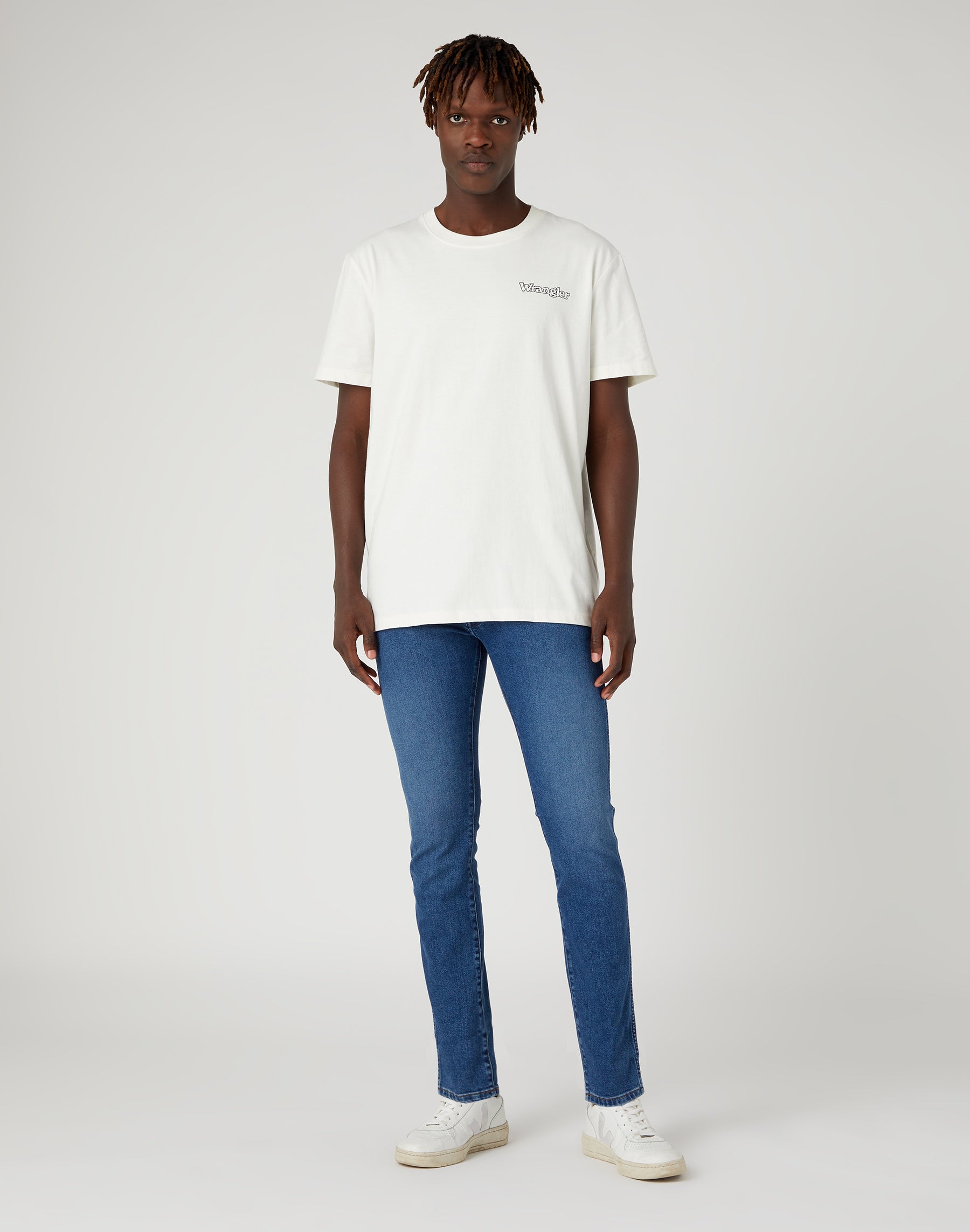 Logo Tee in Worn White T-Shirts Wrangler   